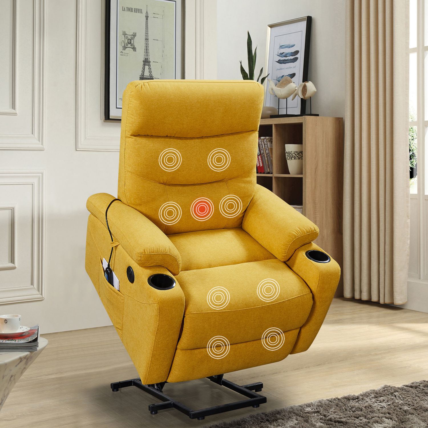 JASMODER W820S00005 38.3-in Modern Yellow Polyester/Blend Sofa