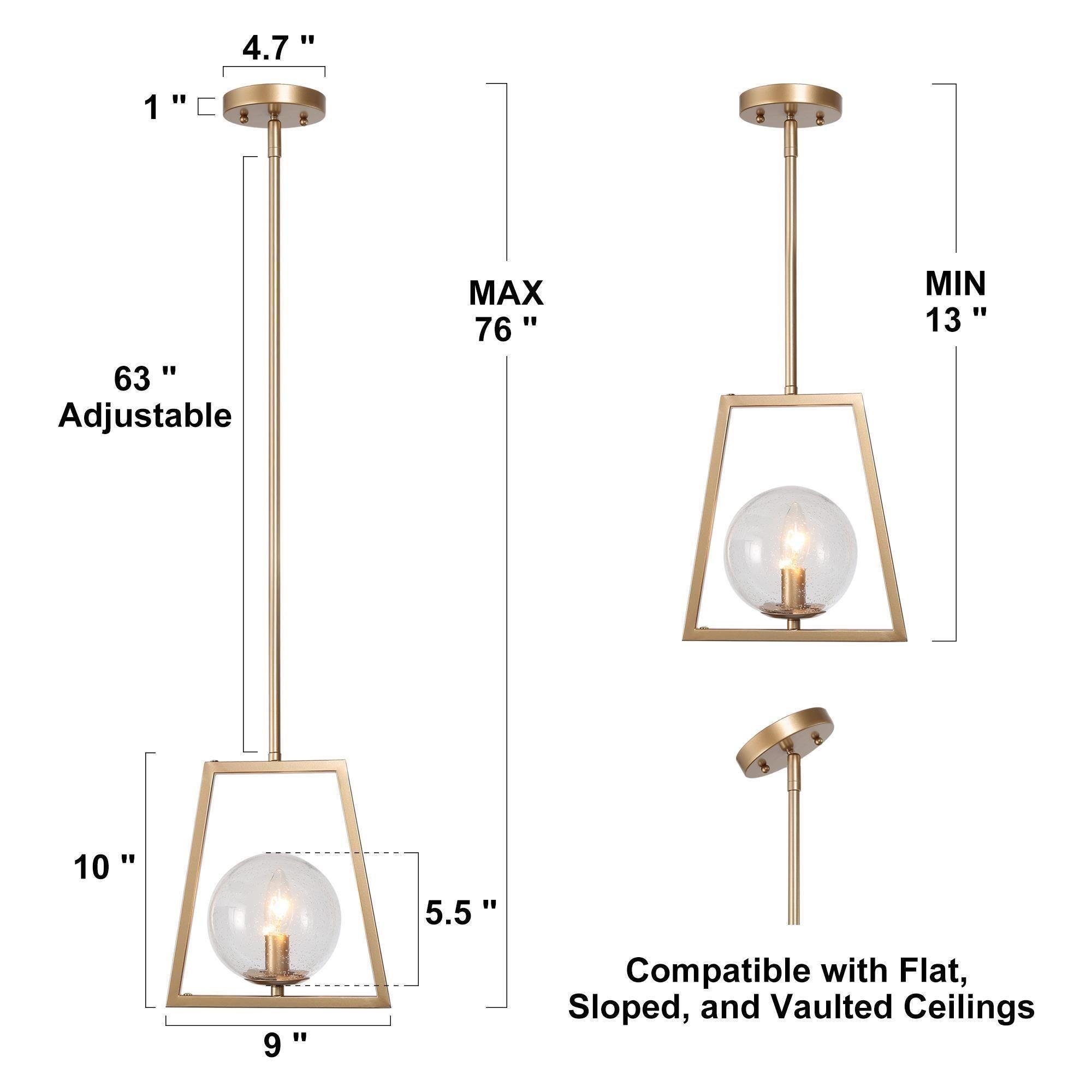 Uolfin Matte Gold Geometric And Seeded Glass Dimmable Modern 