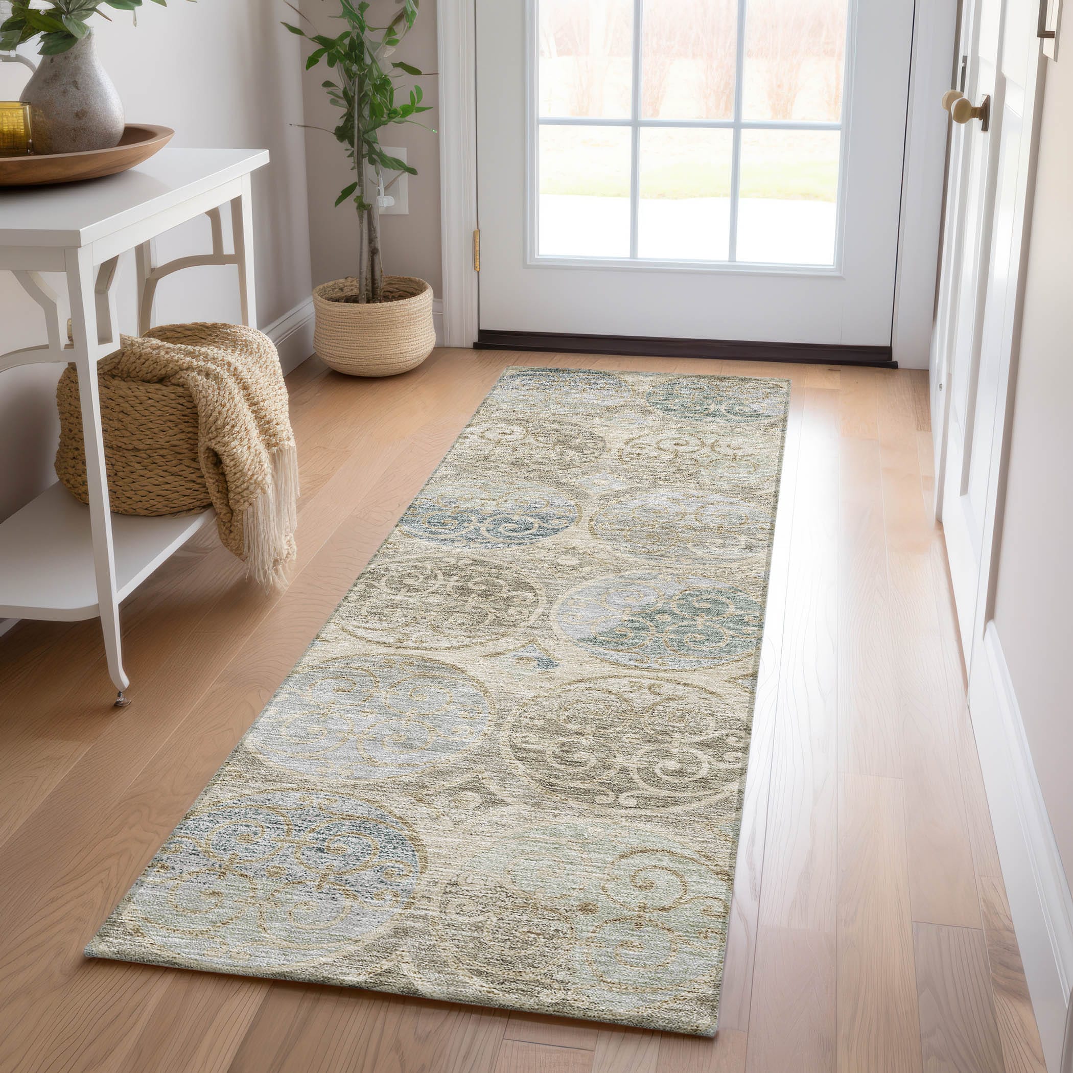 Addison Rugs ACN738BG2X8 Chantille ACN738BG 2 x 7 (ft) Polyester Beige Rectangular Indoor/Outdoor Geometric Machine washable Area rug