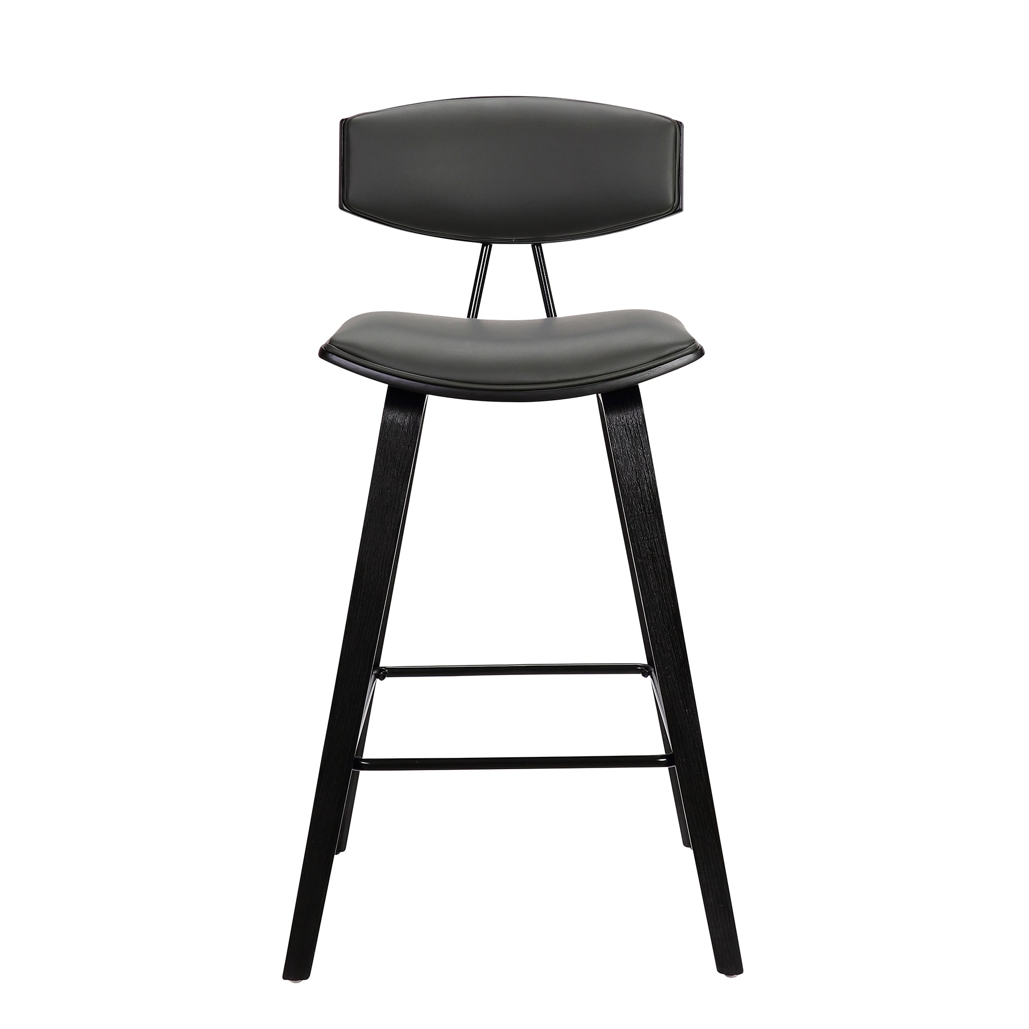 Fox Contemporary Gray & Black 25.5" Counter Height Bar Stool with Faux Leather