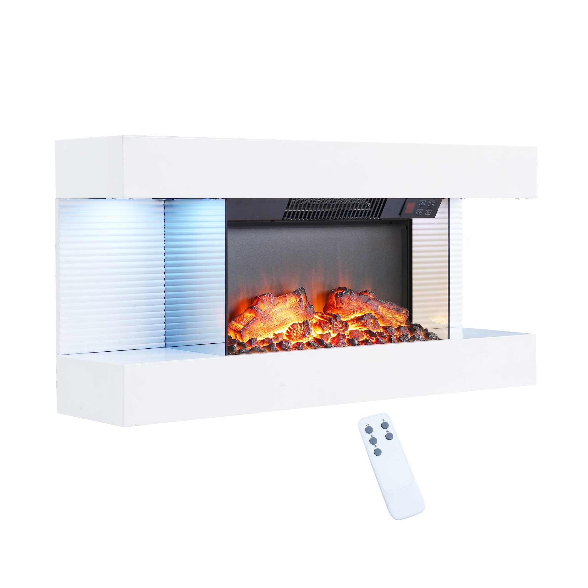 Clihome CL-TV01-WH 32-Inches W White Wall mount Fan-forced Wall-mount Electric Fireplace with Remote Control Included