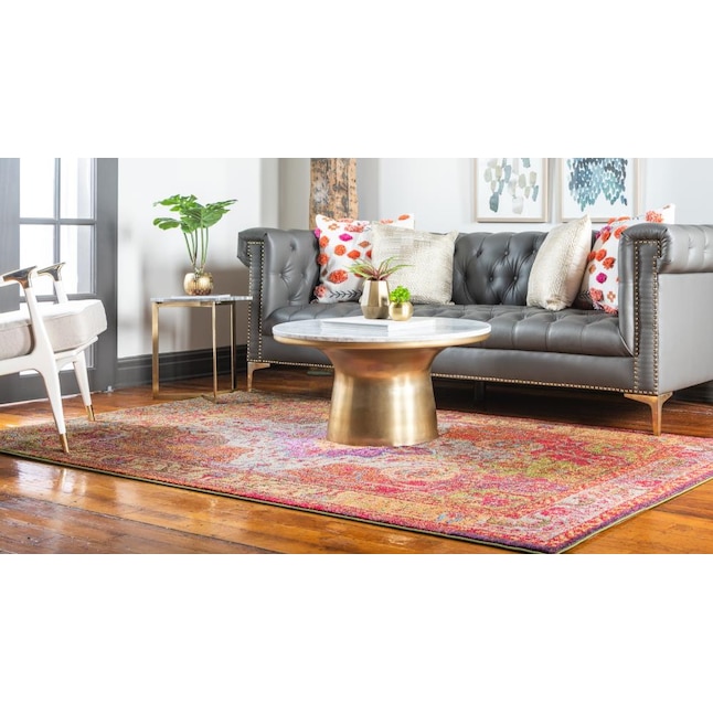 Unique Loom Michaelangelo Vita 9 x 12 Multi/Pink Indoor Medallion Oriental Area Rug Unique Loom Michaelangelo Vita 9 x 12 Multi/Pink Indoor Medallion Oriental Area Rug