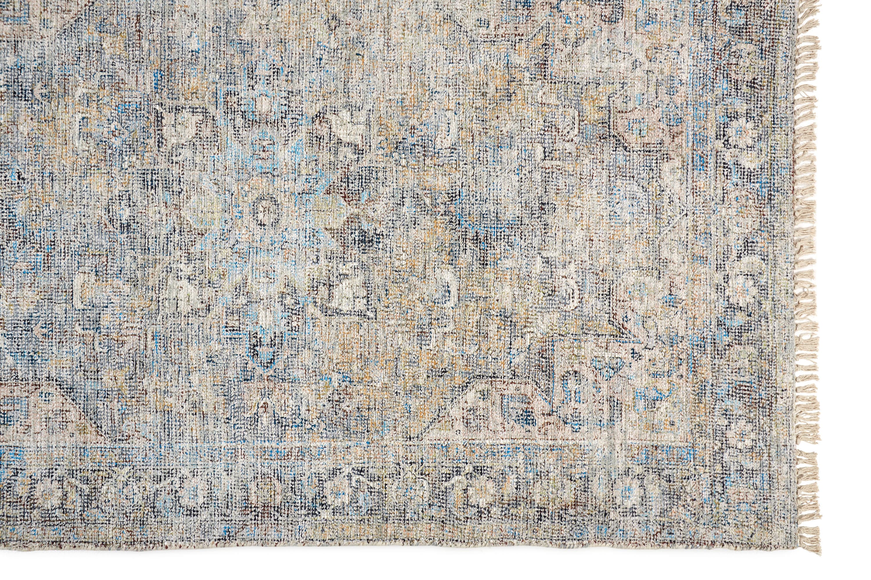 Spa Blue & Warm Gray Handmade Tufted Wool-Viscose Blend Area Rug - 2' x 3'