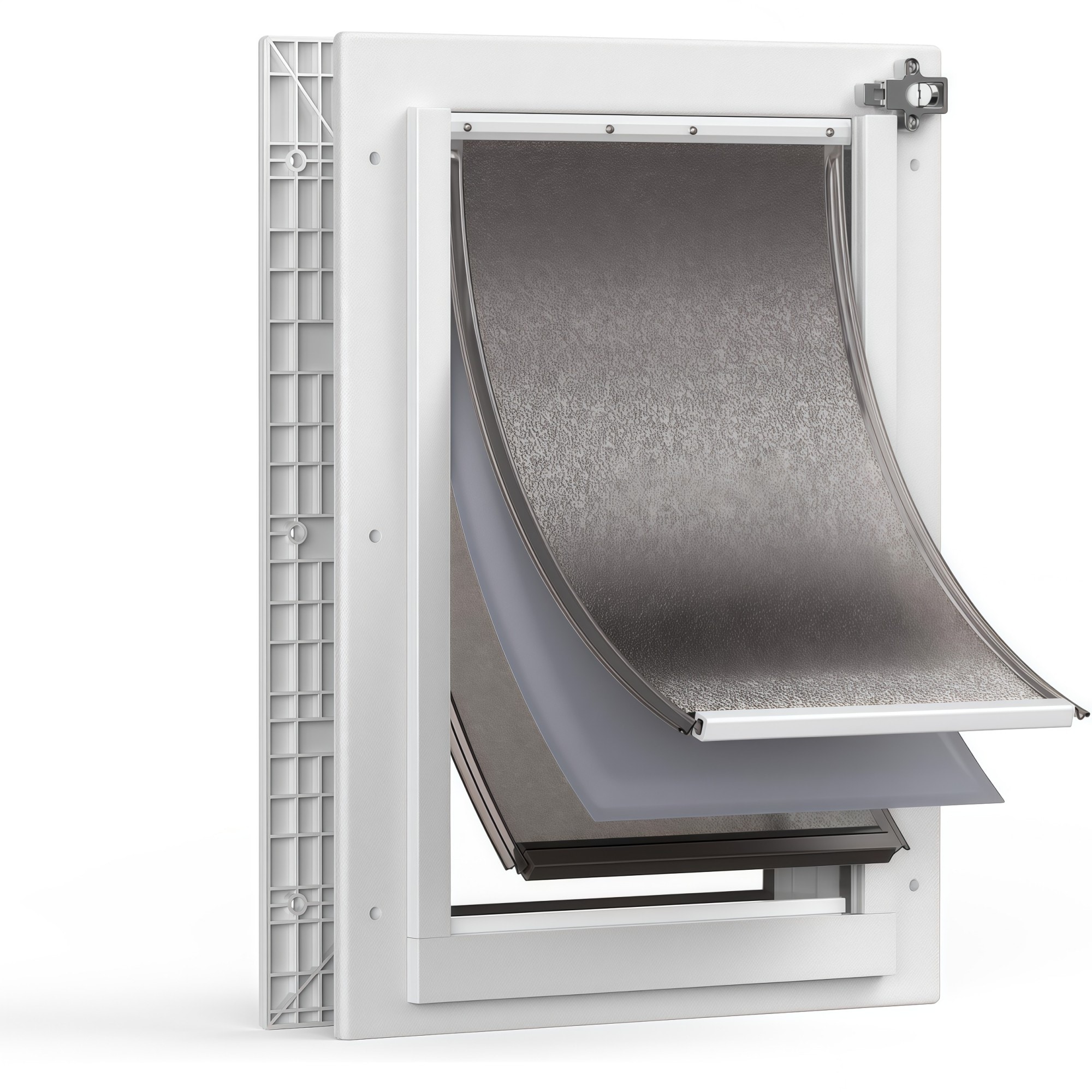 Numhew 12.25in W 3-Flap White Pet Door