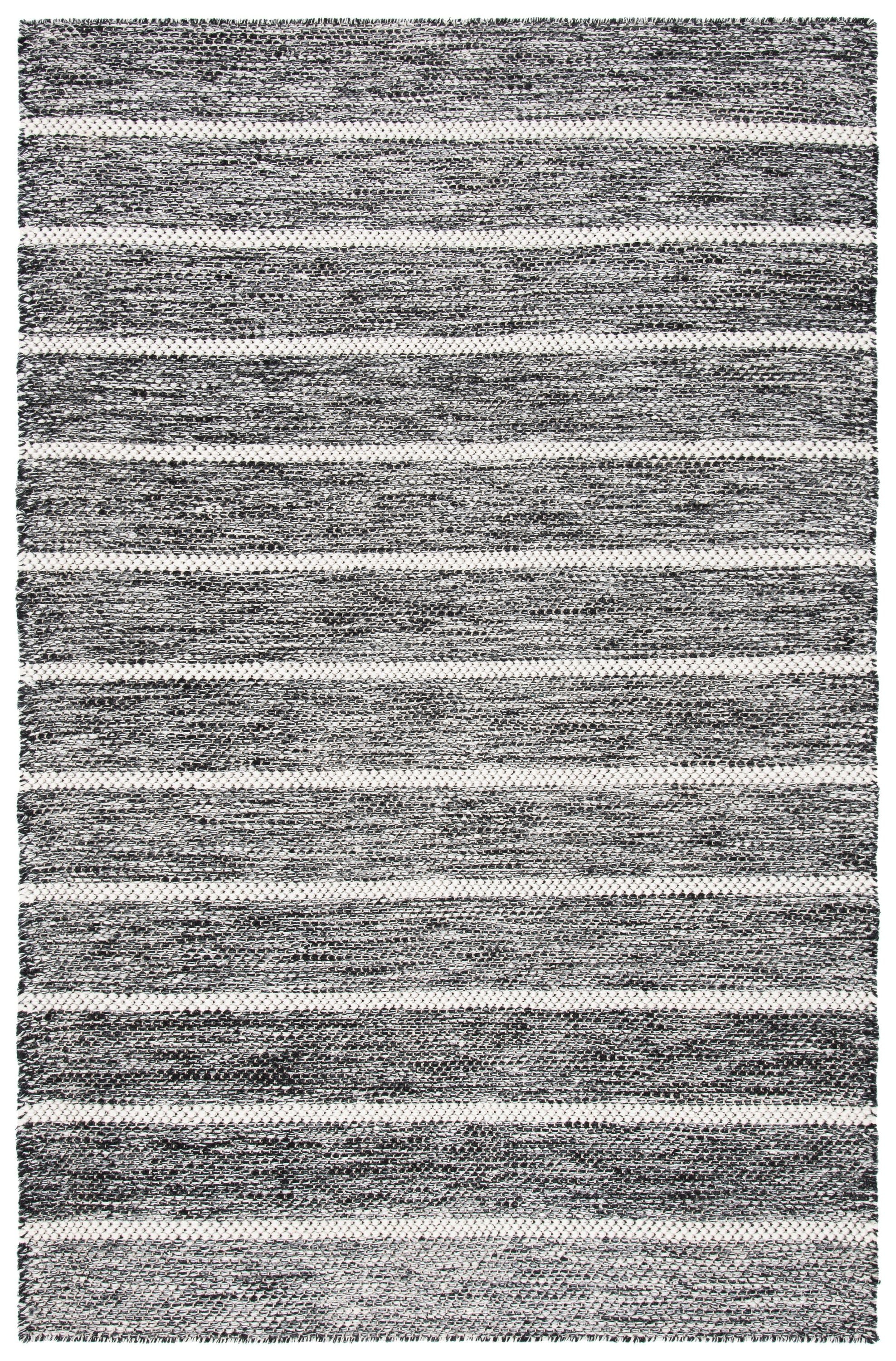 Safavieh Vermont Irini 6 x 9 Wool Black/Ivory Indoor Stripe Farmhouse ...