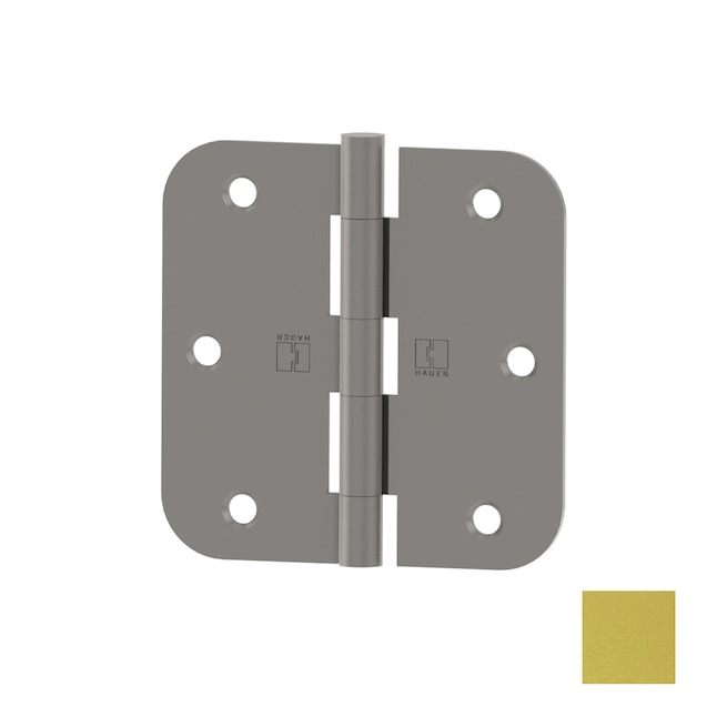 Pack of 2 Hager Satin Brass 4 X 4 with 5/8 Radius Spring Door Hinges 