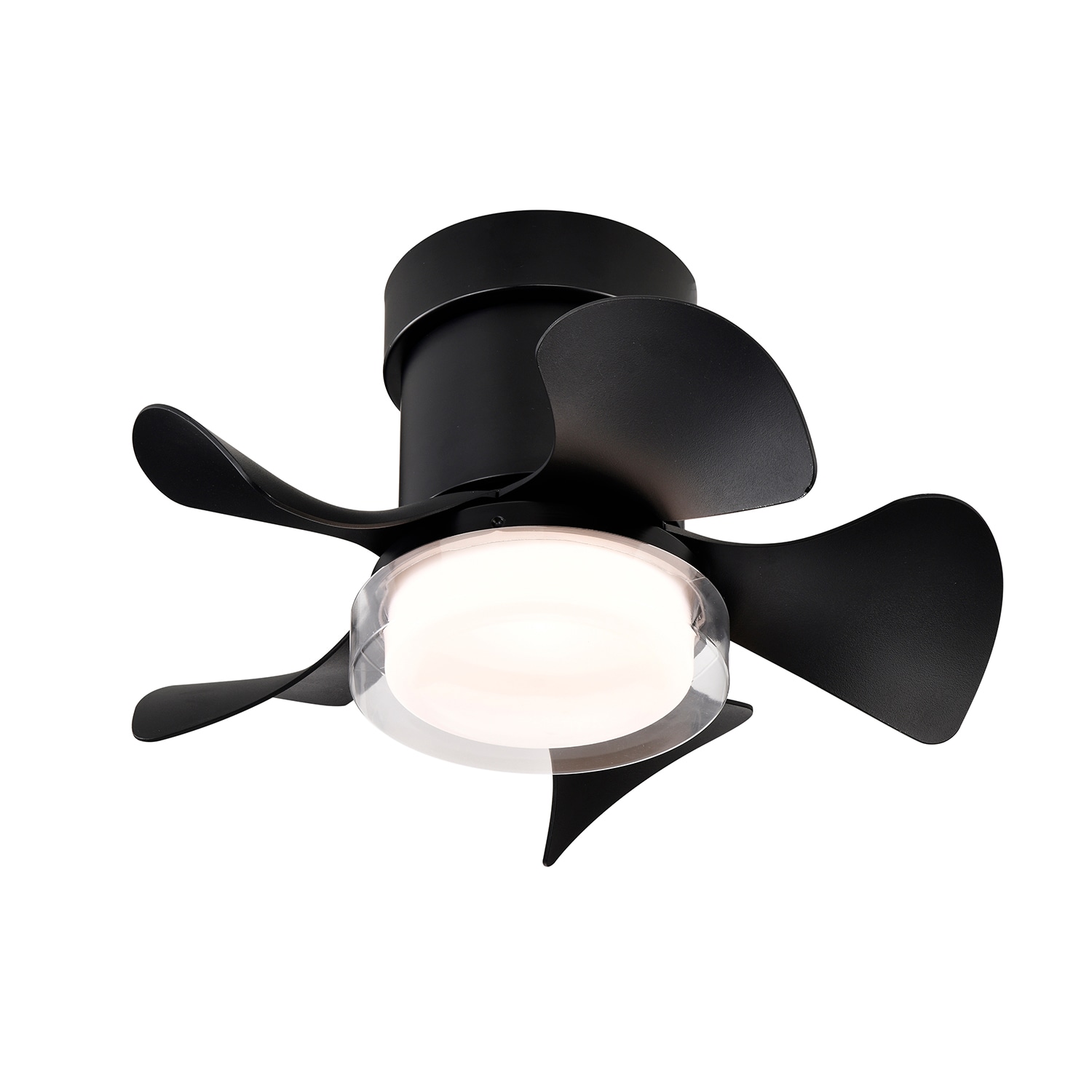 Bybafun YB5700011 21-in Color-Changing Integrated LED Flush Mount Black with Finished Blades Ceiling Fan With Light - Remote Included ( 5 -Blade )