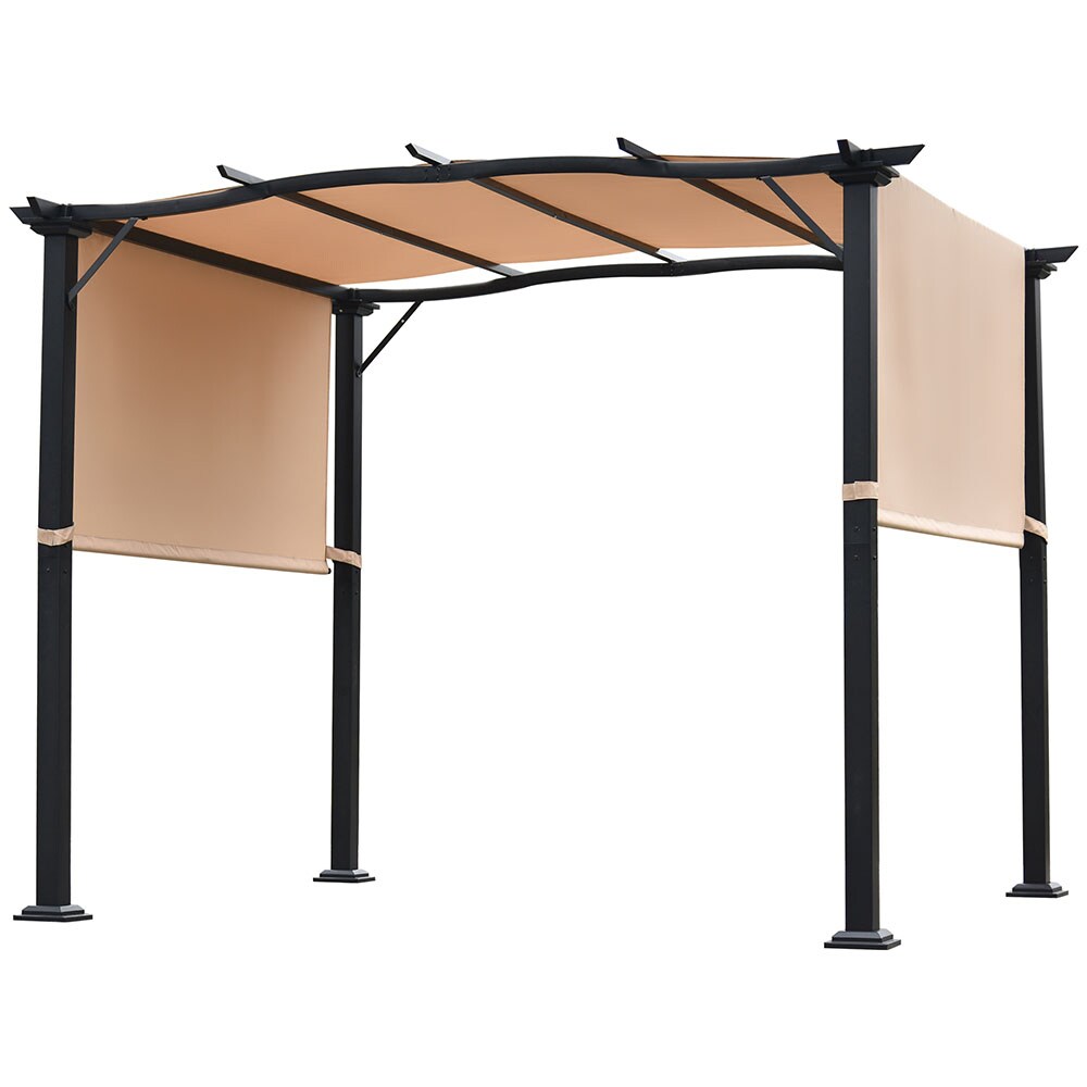 Sunrinx MG30-41-HW 9.7-Feet x 8-Feet Rectangle Brown Metal Polyester Roof Semi-permanent Gazebo