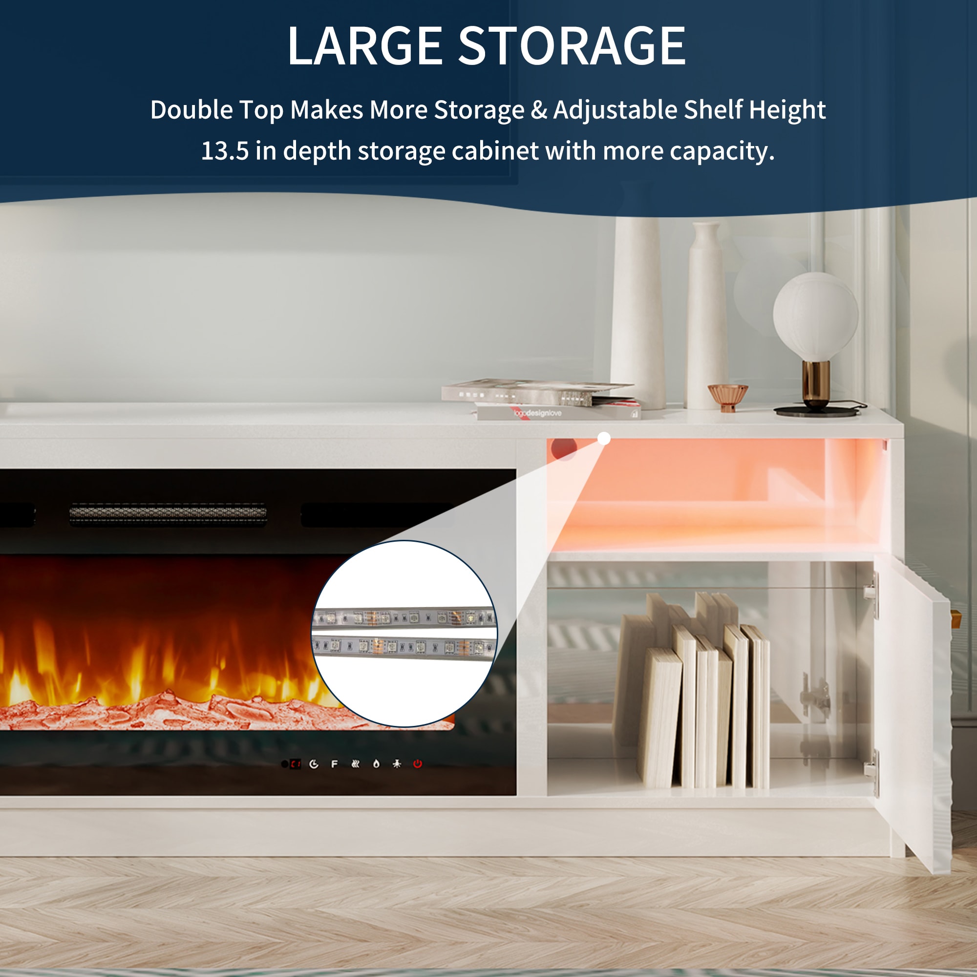 Clihome BL-JHGMA136-WH Electric-Fireplaces - View #10
