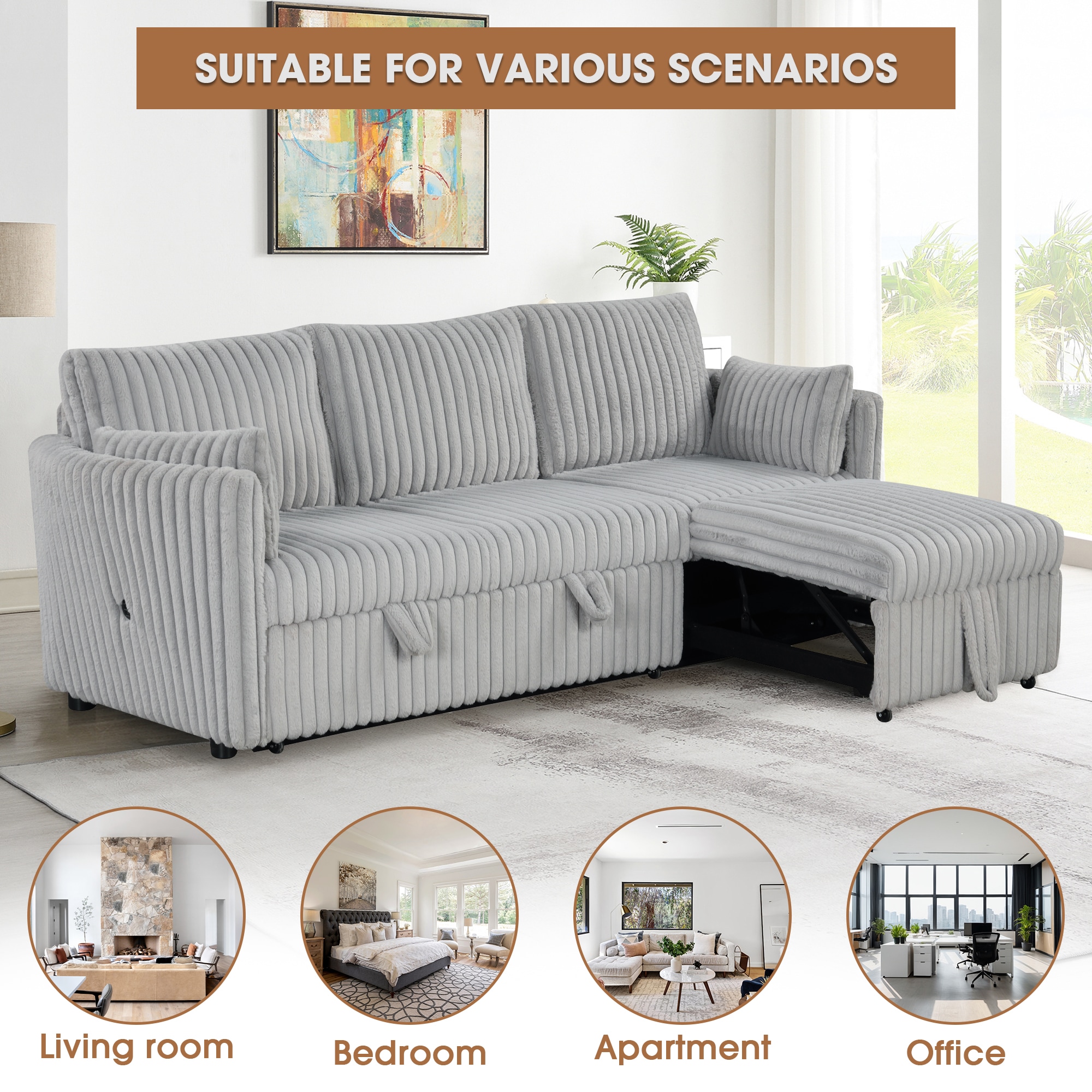 IHOMEadore MDSL64002GY-3SEAT Sofas-Loveseats - View #3