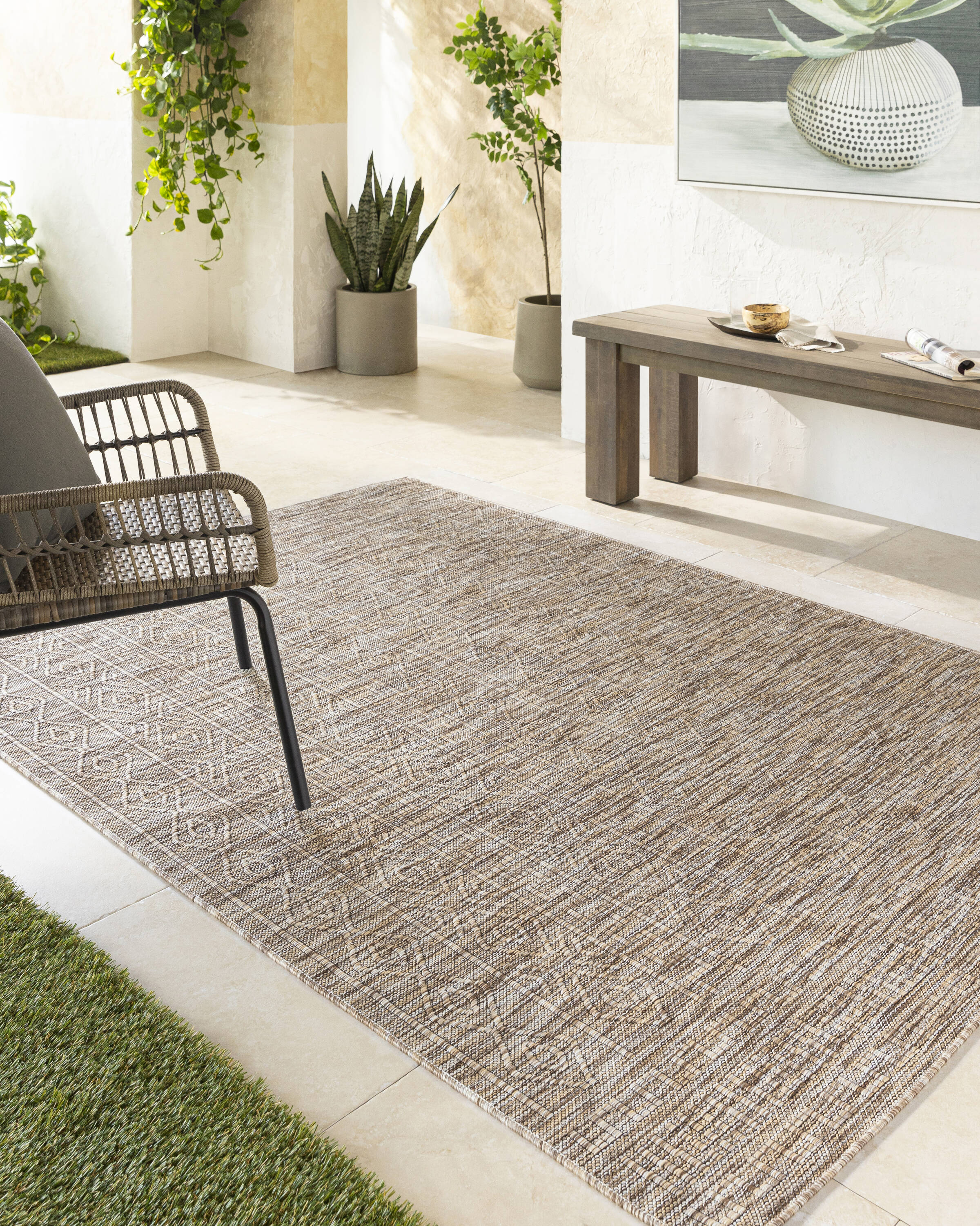 Livabliss TRC2304-71010 Terrace 8 x 10 (ft) Polypropylene Yellow/Cream Rectangular Indoor/Outdoor Geometric Bohemian/Eclectic Area rug