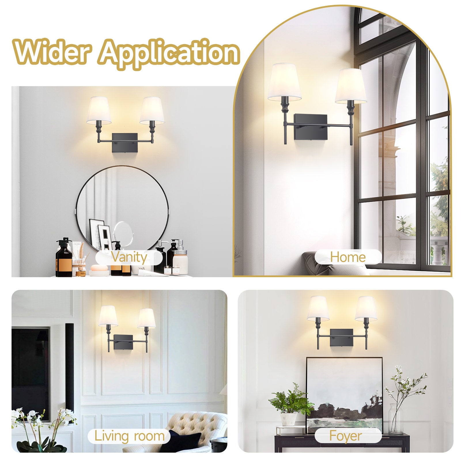 DIKAIDA Retro Bathroom Vanity Light Fixture Vintage 2-Light Wall ...
