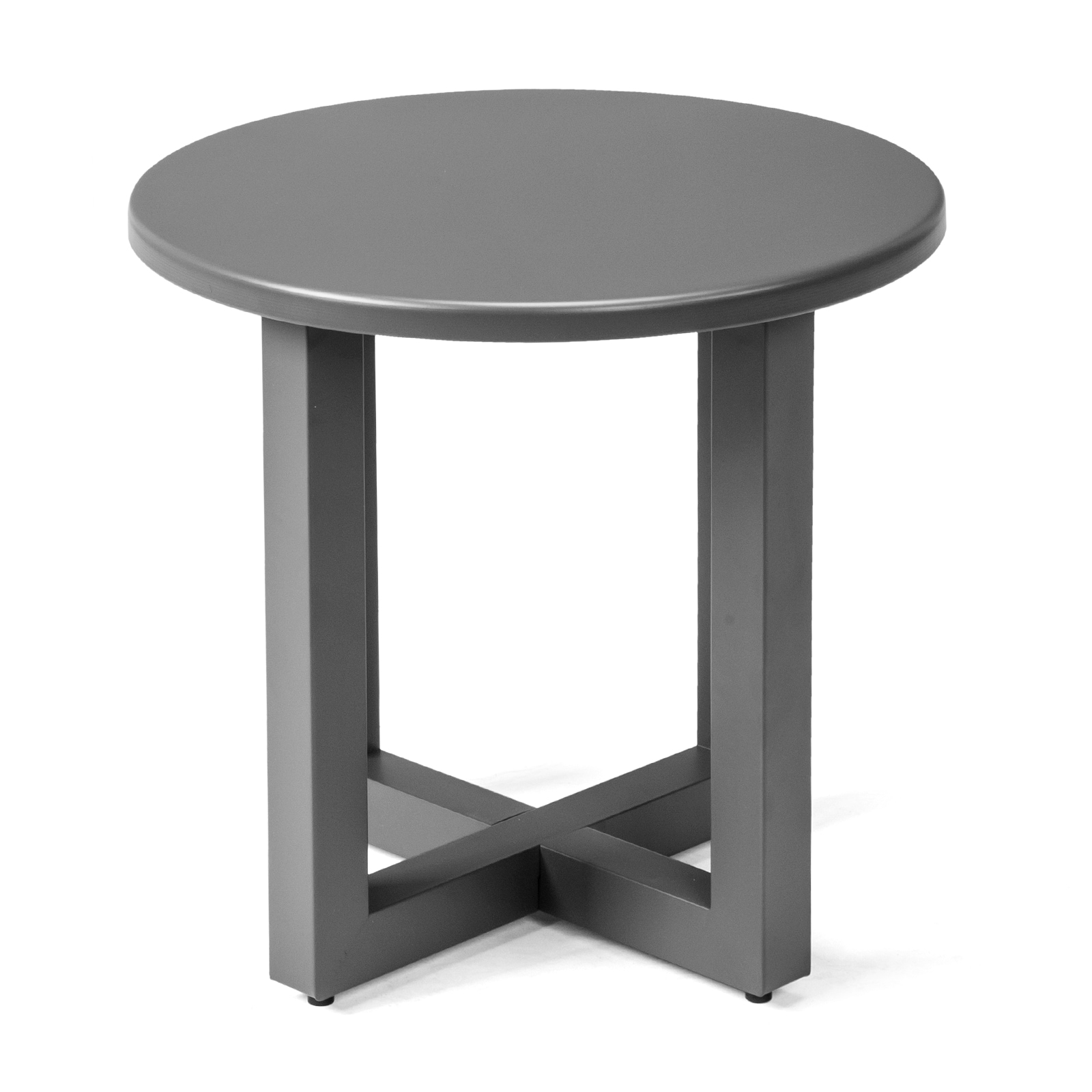 VINGLI - Round Patio Table Small Metal End Tables for Balcony Porch Garden and Poolside Gray