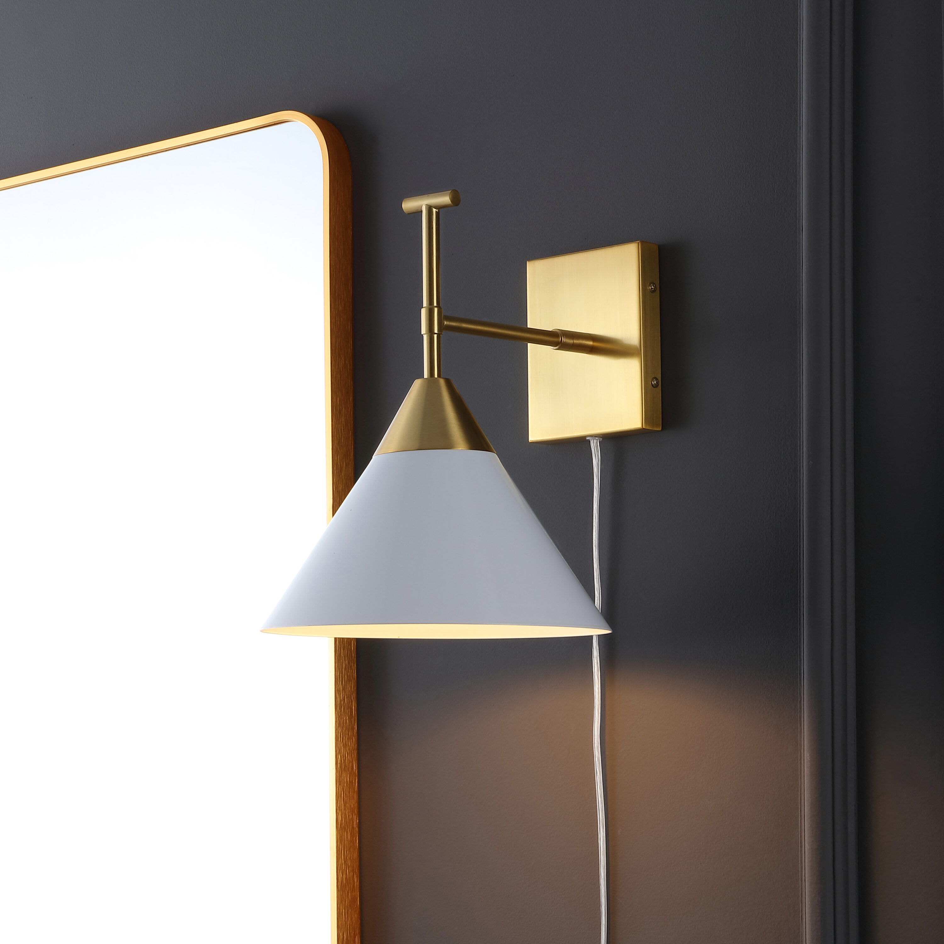 Velezia 20" Gold and White Iron Plug-In Wall Sconce