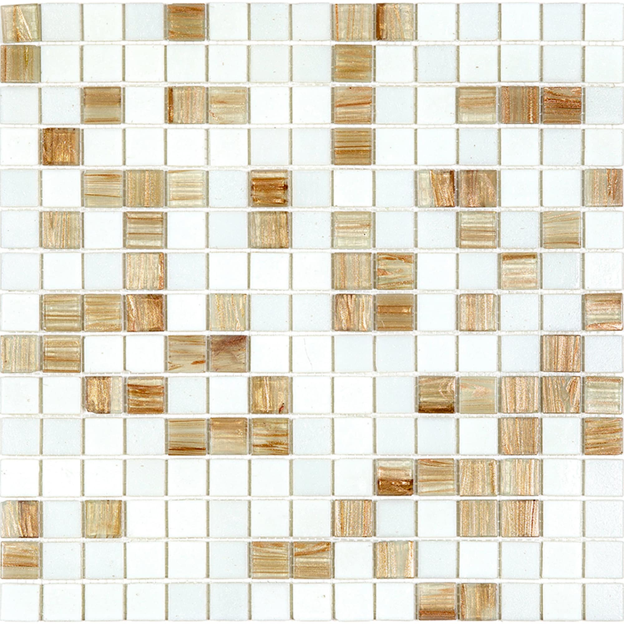 Apollo 12" x 12" Glossy White and Beige Glass Mosaic Tile