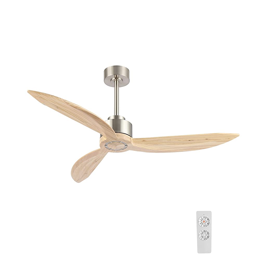 MLIAN HSCF-BS58-WD 52-in Wood with Wood Color Blades Ceiling Fan Without Light - Remote Included ( 3 -Blade )