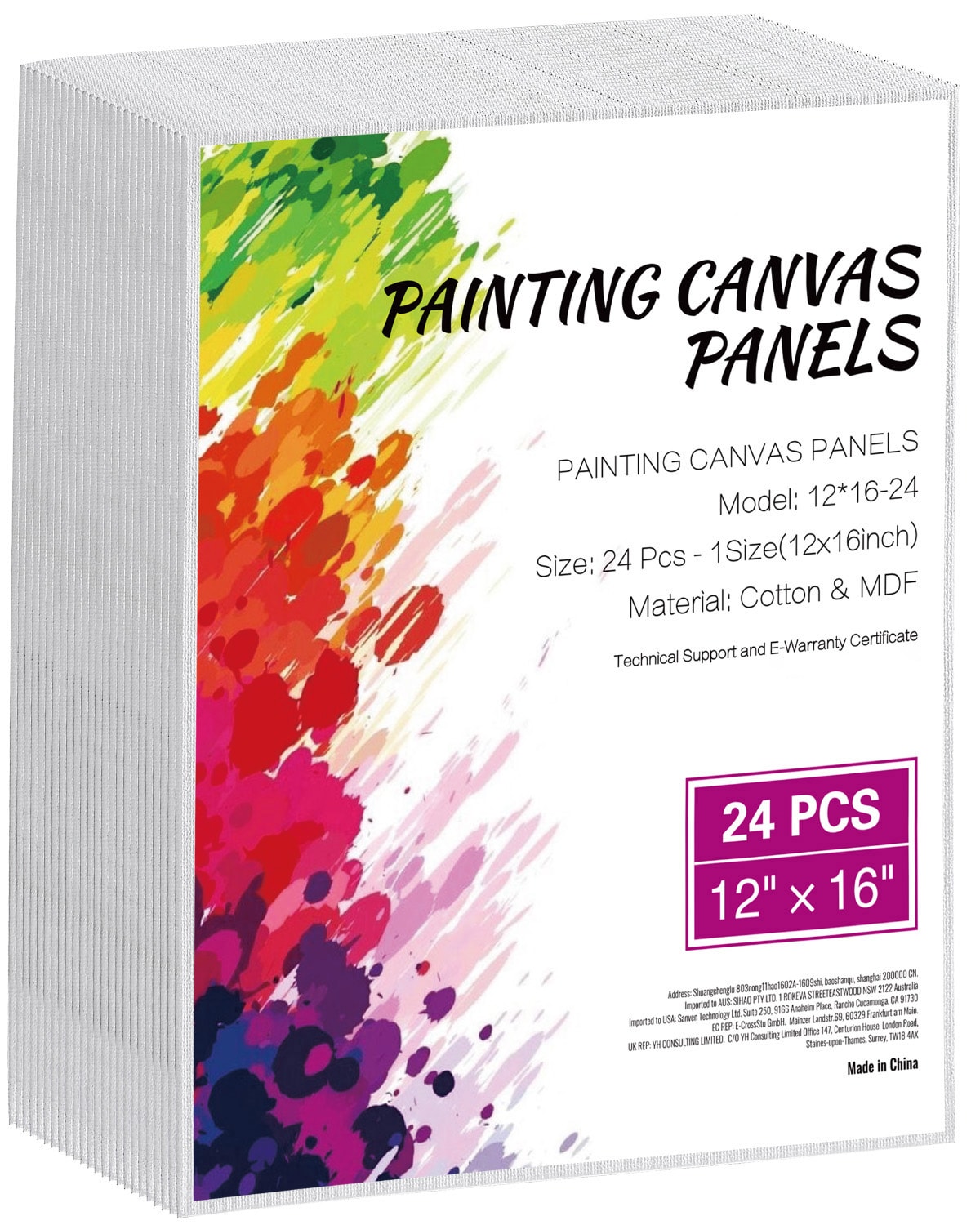 VEVOR HHFB1216INCHP3A2SV0 Canvas Boards for Painting 12 x 16 Inch White Canvases for Painting 24 Pack Painting Canvas Panels for Sketching Acrylic and Oil Painting Watercolor Paint Canvas for Kids and Professionals