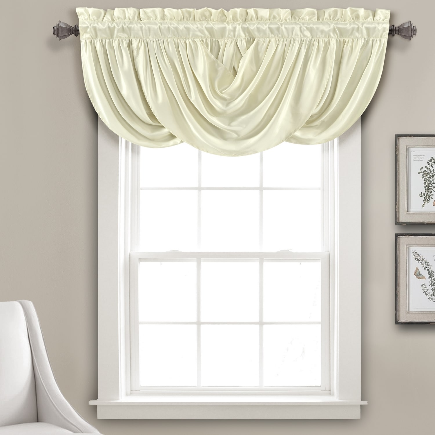 Lush Decor C01677P12 18-Inches Ivory Polyester Rod pocket Valance