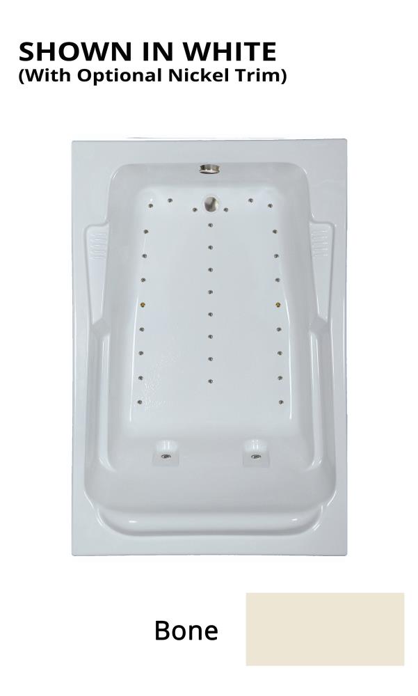 WaterTECH A7248 ELITE BONE Elite 47.75-in x 71.75-in Bone Acrylic Drop-In Air Bath Drain (Reversible Drain)