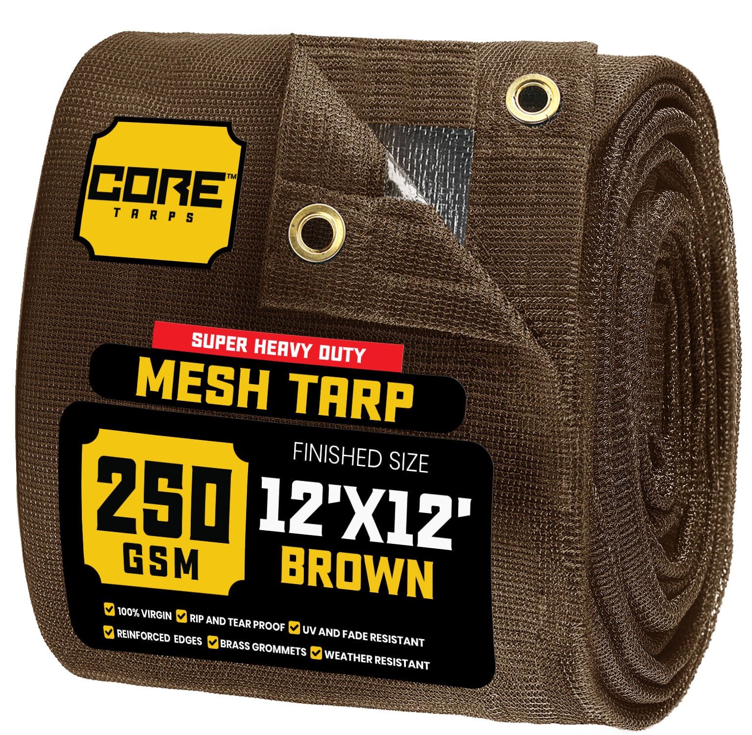 Core Tarps CT-802-12X12 12-ft x 12-ft Brown Commercial Polyethylene