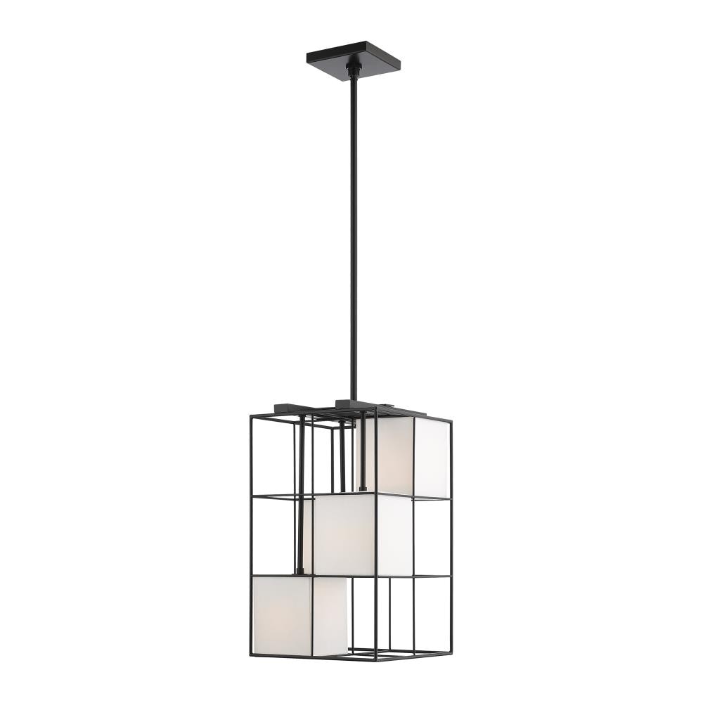Trondheim 4-Light Crystal & Black Fabric Shade Pendant