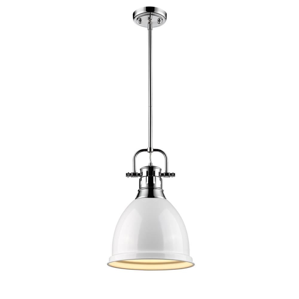 Golden Lighting 3604-S CH-WH Duncan 1 -Light Chrome Transitional Dome Mini Hanging Pendant light