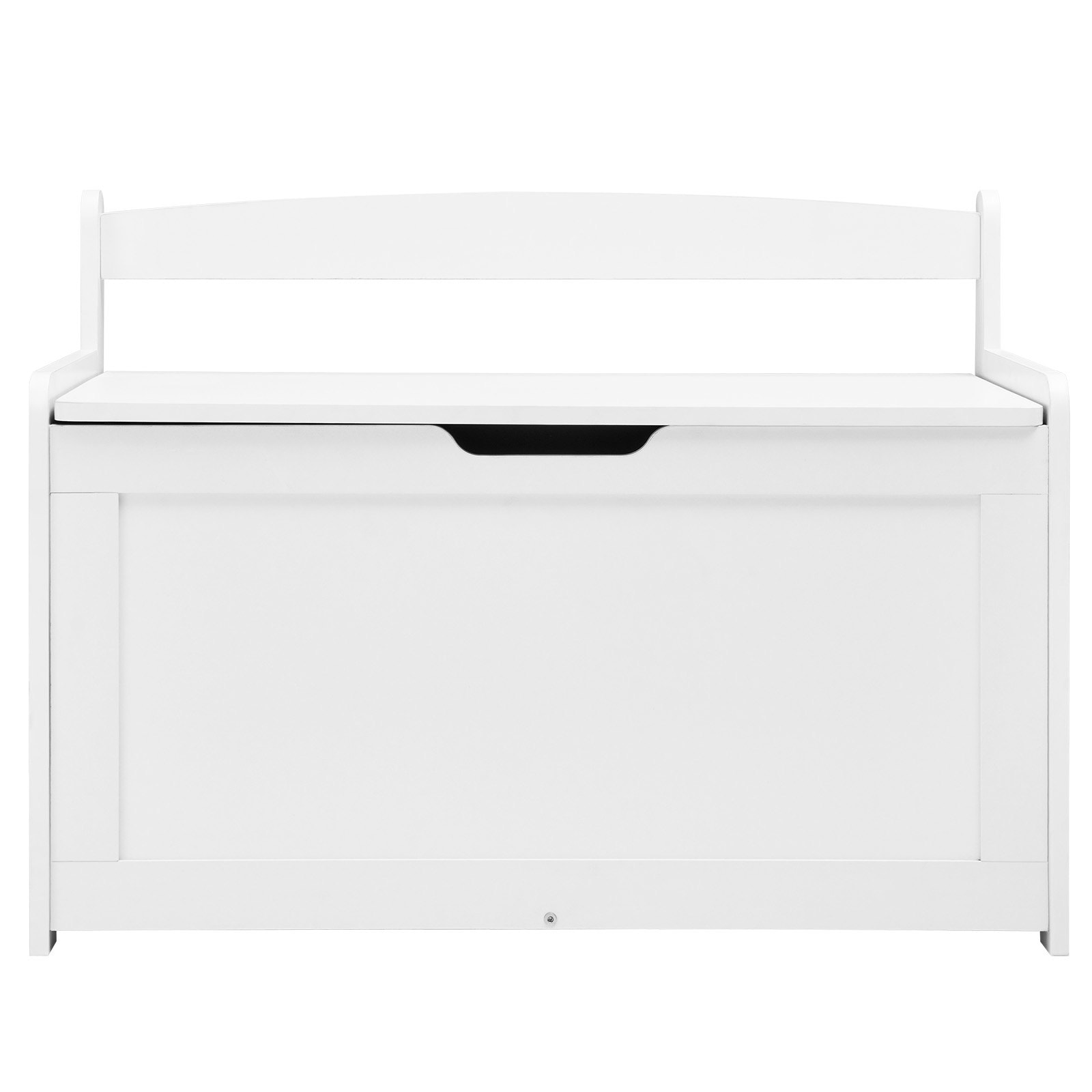 Slickblue Kids White/Cherry Rectangular Toy Storage Box with Safety Hinge and Flip Top Lid for Bedroom Playroom or Entryway