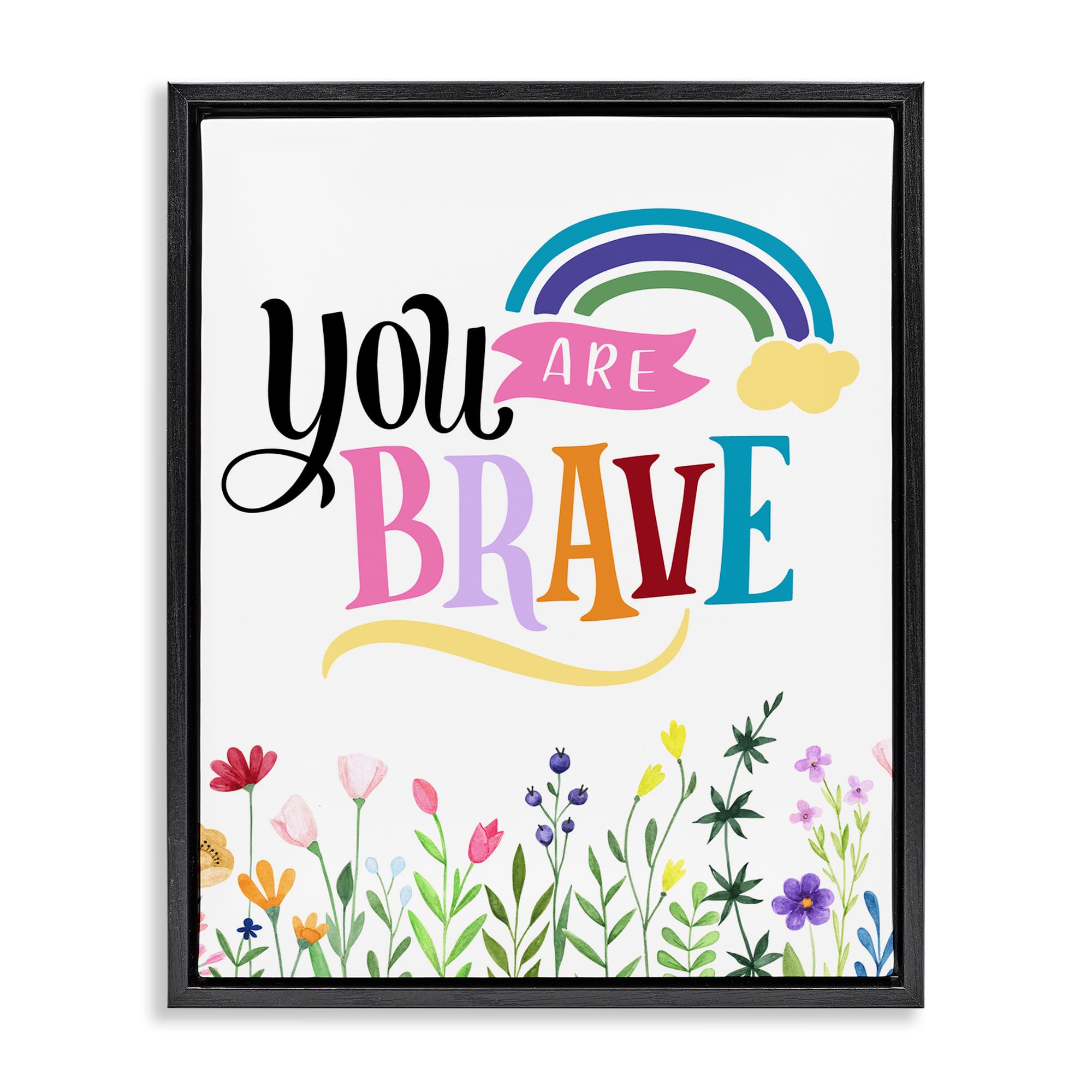 Stupell Industries BS-429-FFB-24X30 You Are Brave Encouragement Black Framed Floater Canvas Wall Art By Kim Allen 25 x 31