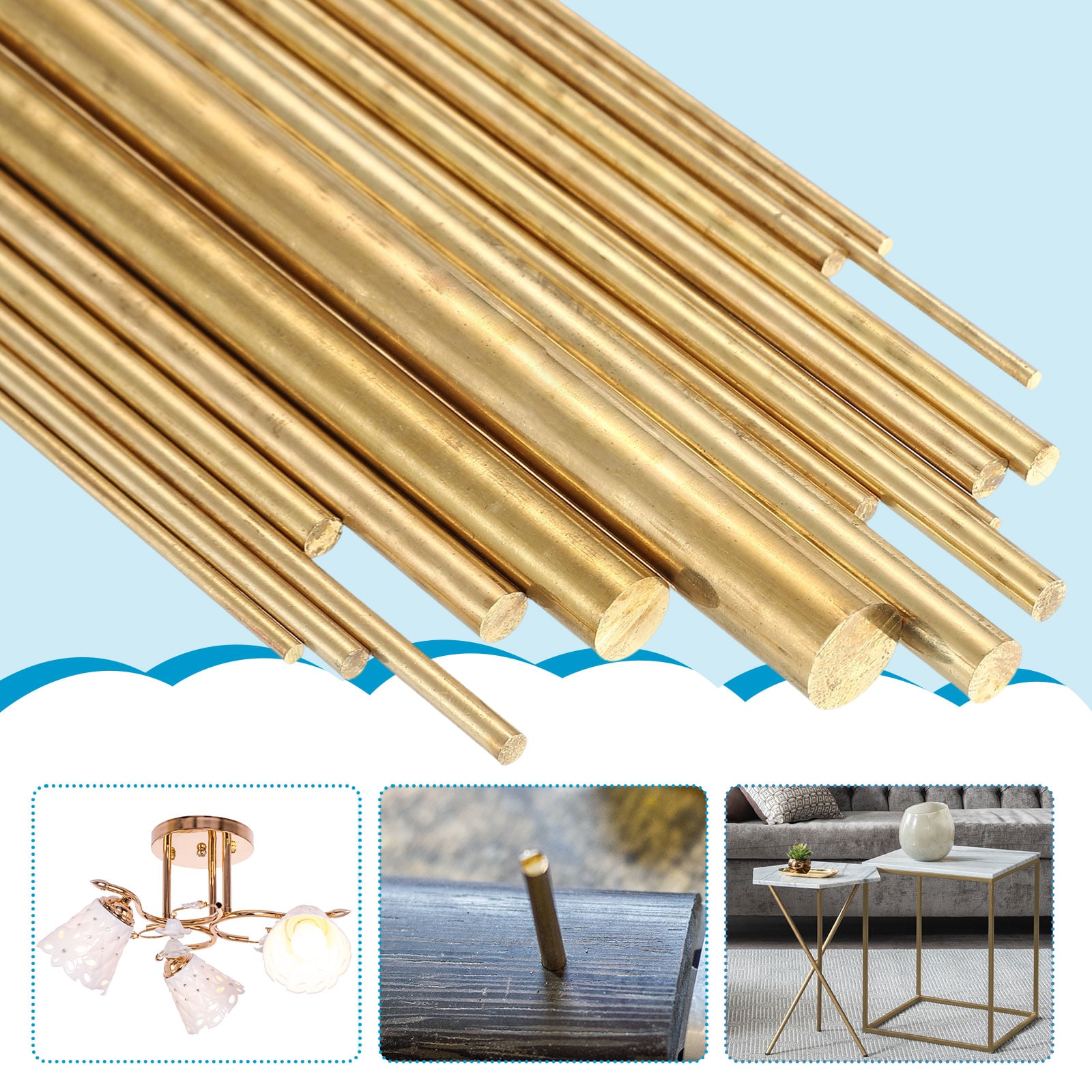 PATIKIL 4pcs Round Brass Rods 5mm Dia. 32cm / 12.6 Inch Length H59 ...