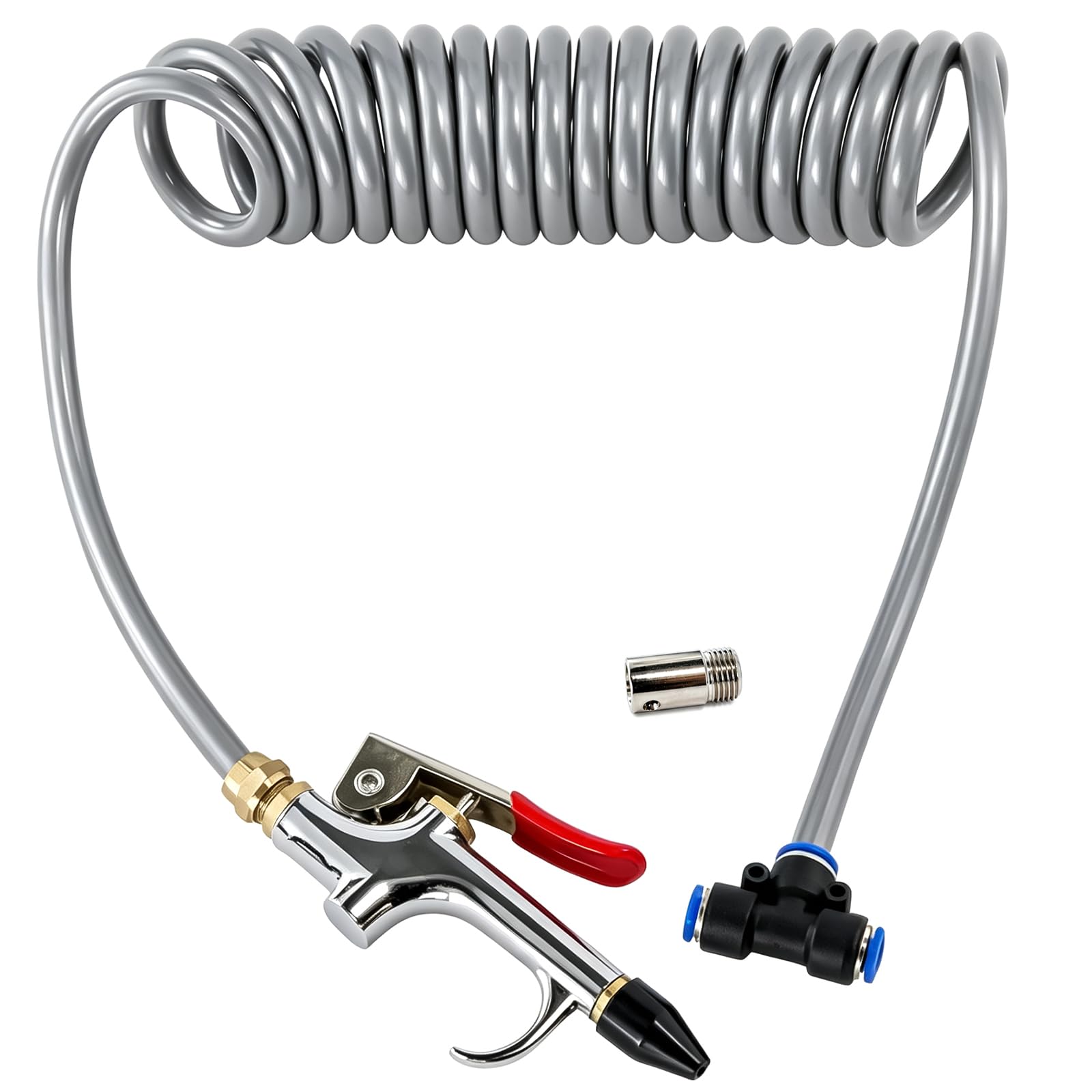 Ahfiwaso -  Air Blow Gun Kit with 8 FT PU Coil Air Hose Heavy Duty Truck Air Seat Blow Gun with T...