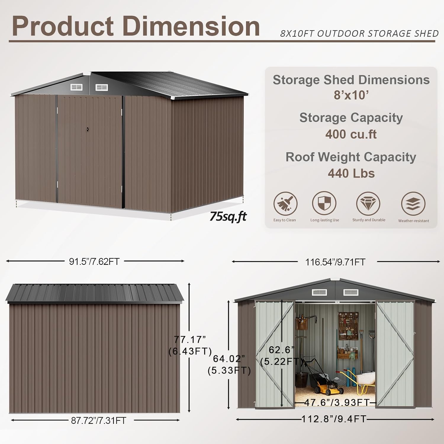 AOXUN AX-40129R Metal-Storage-Buildings-Sheds - View #5