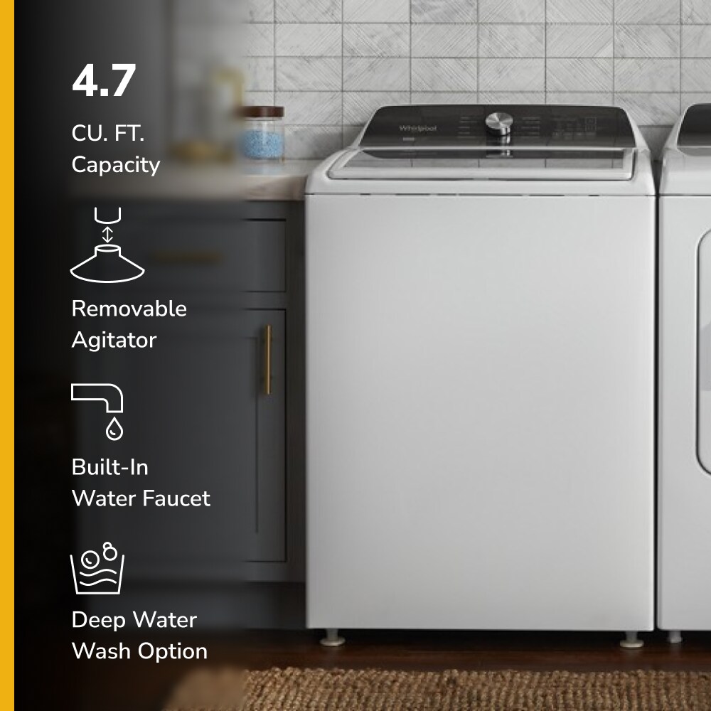 Whirlpool 2 in 1 Removable Agitator 4.7-cu ft High Efficiency Impeller and Agitator Top-Load Washer (White)