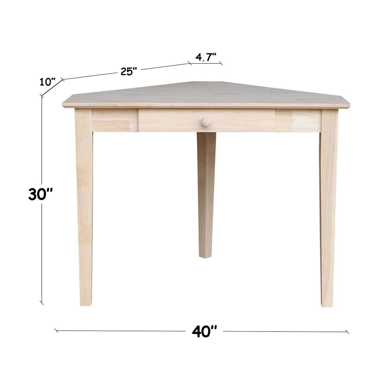 Unfinished Natural Wood Corner Desk with Drawer