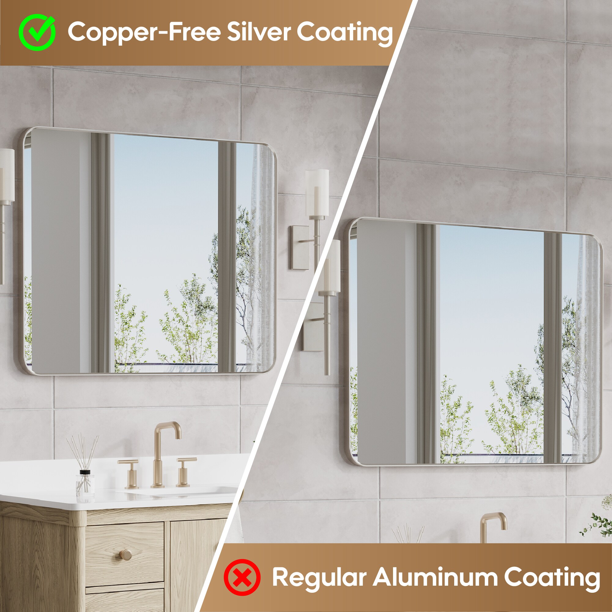 WELLFOR MD2832MR-WT Framed-Bath-Mirrors - View #8