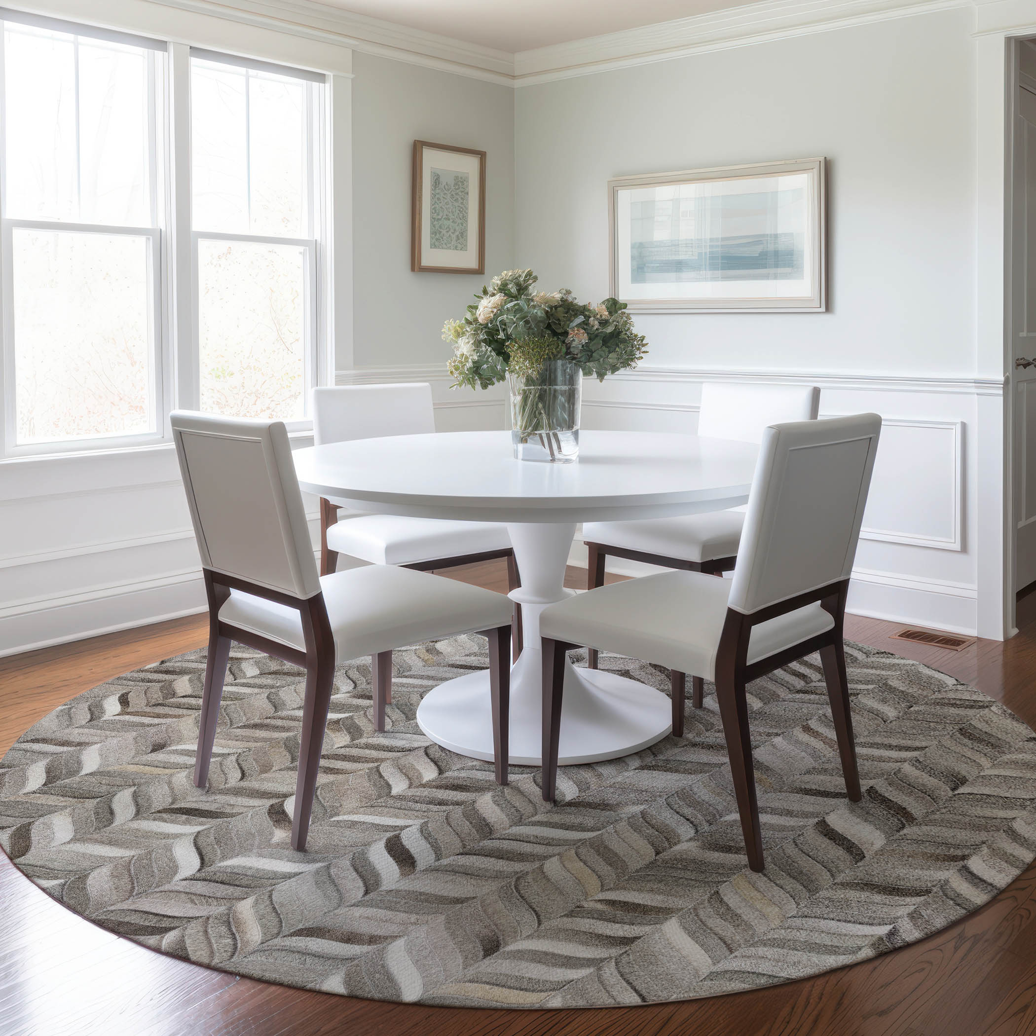 Addison Rugs AMF106GY8RO 8 x 8 (ft) Loomed Polyester Gray Round Indoor Abstract Machine washable Area rug