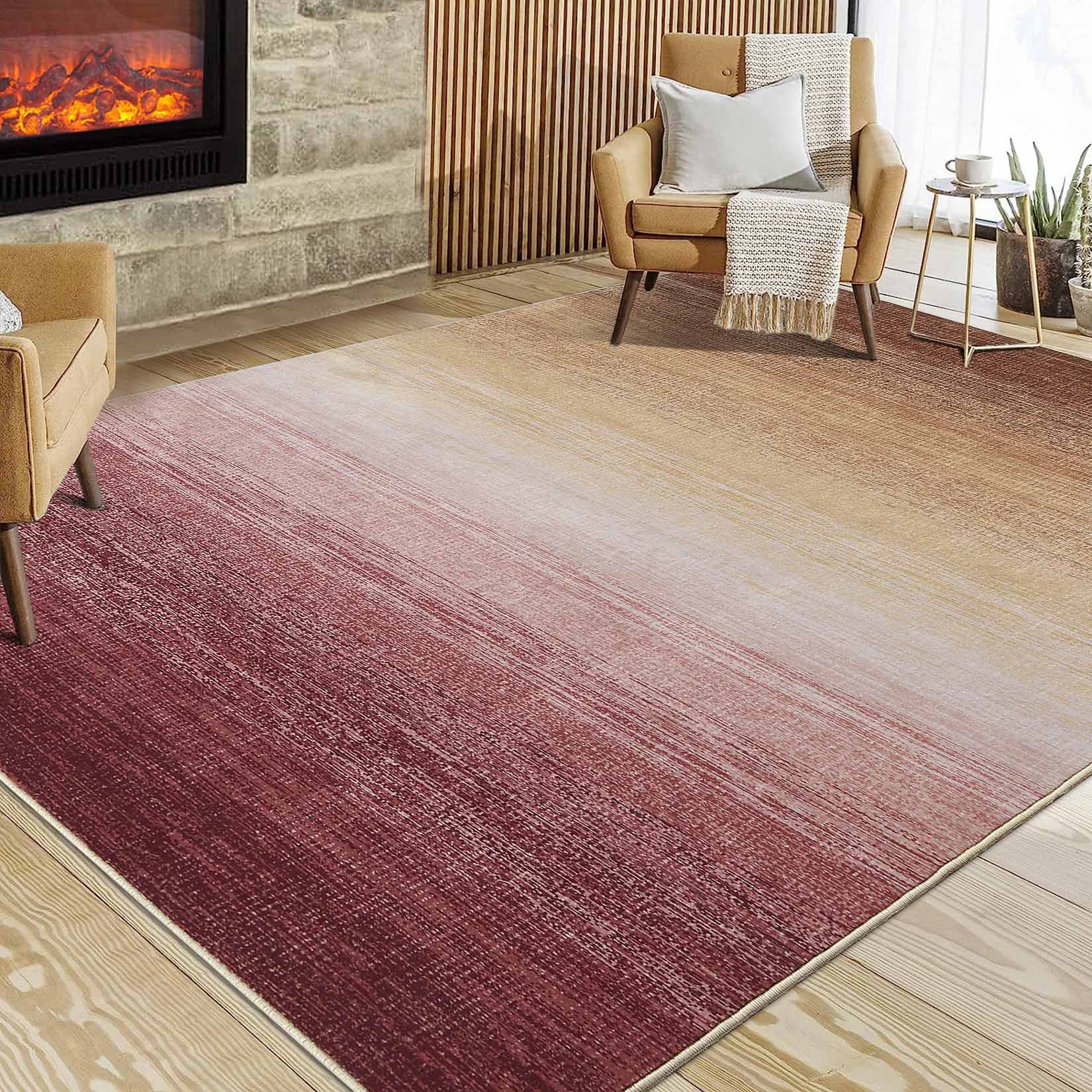 Garvee YXY-LO-PHO-136FVWYW 8 x 10 (ft) Loomed Polyester Pink/Brown Rectangular Indoor Abstract Mid-Century Modern Machine washable Area rug