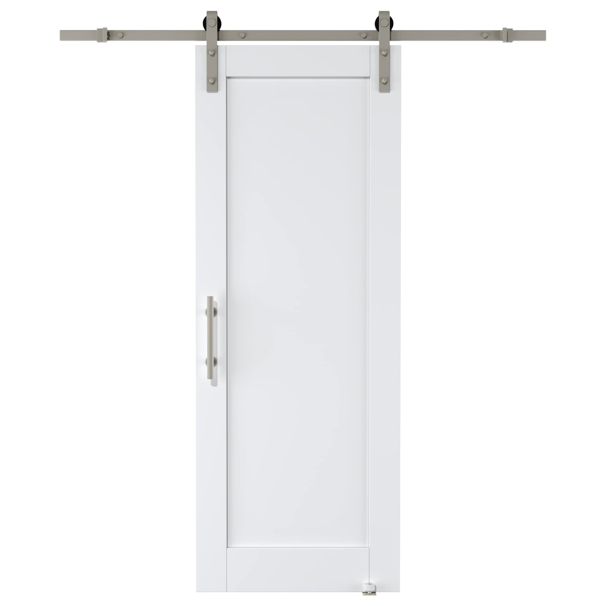 JUJUBON IN-BDDN-YGXB-30 30-in x 80-in White Square MDF Solid core Single Barn Door (Hardware Included)