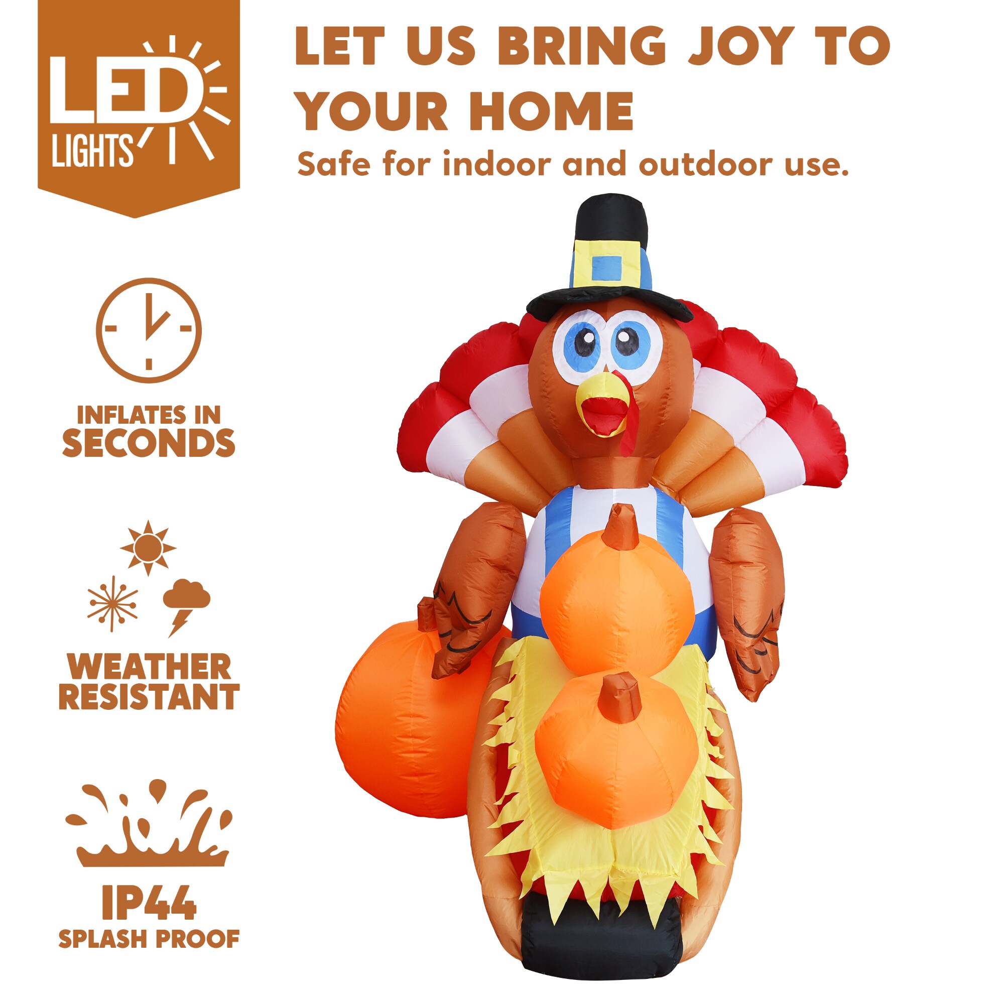 Joiedomi 6-ft Lighted Turkey Thanksgiving Inflatable In The Outdoor ...