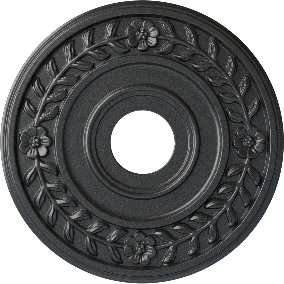 Ekena Millwork CM16WRPES Wreath 16.25-in W x 16.25-in L Painted Pewter Polyurethane Whole Ceiling Medallion