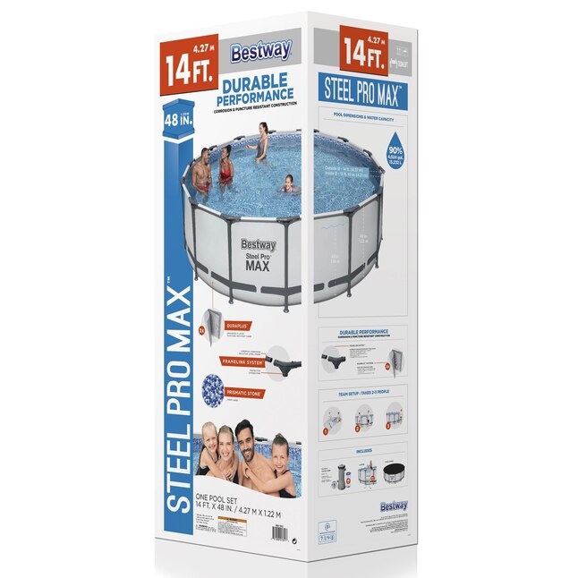 Bestway Steel Pro MAX 14-ft x 4-ft x 14-in Round Above-Ground Pool in the  Above-Ground Pools department at Lowes.com
