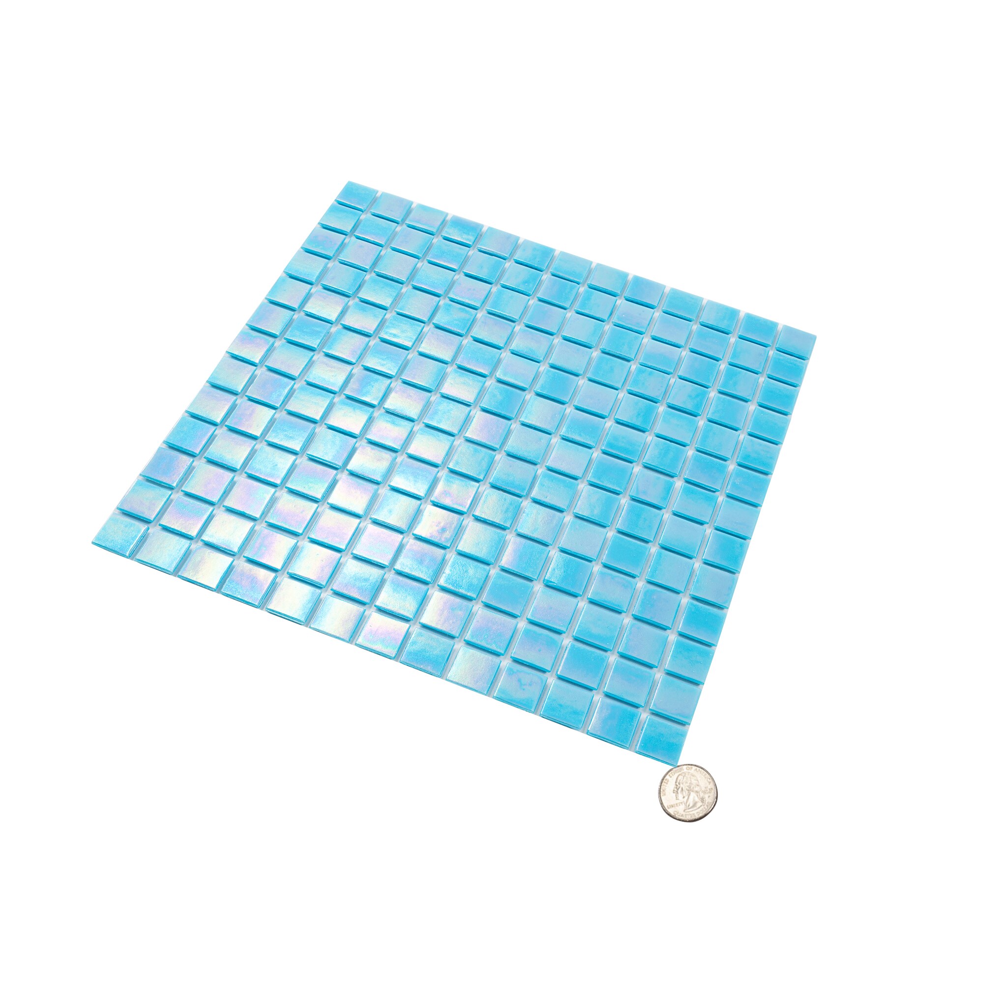 Apollo Tile Nacreous Turquoise Blue 12-in x 12-in Glossy Glass Uniform Squares Floor and Wall Tile (20-sq. ft/ Carton)