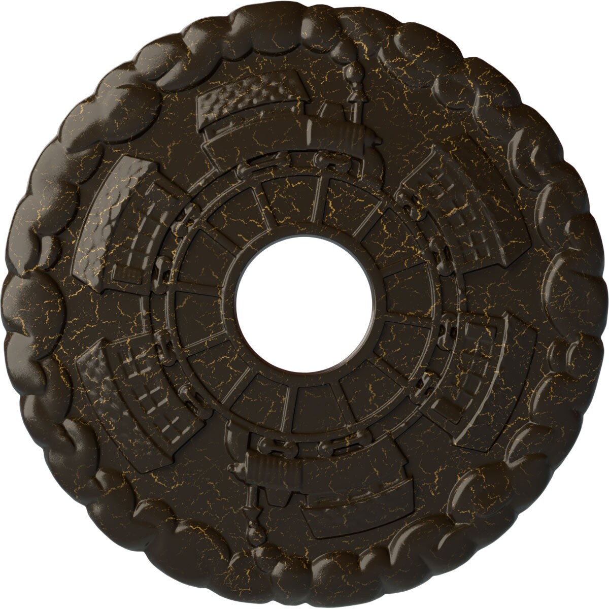 Ekena Millwork CM18KDSHC Kendall Train Station 18.5-in W x 18.5-in L Painted Stone Hearth Crackle Polyurethane Whole Ceiling Medallion