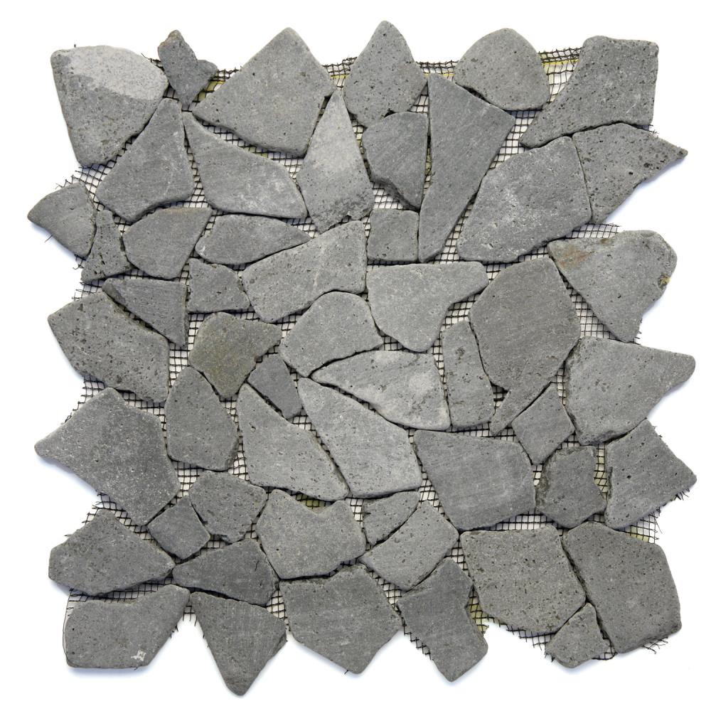 Solistone 6010 Indonesian Pebbles 10-Pack Java Black 12-in x 12-in Honed Natural Stone Pebble Mosaic Floor and Wall Tile