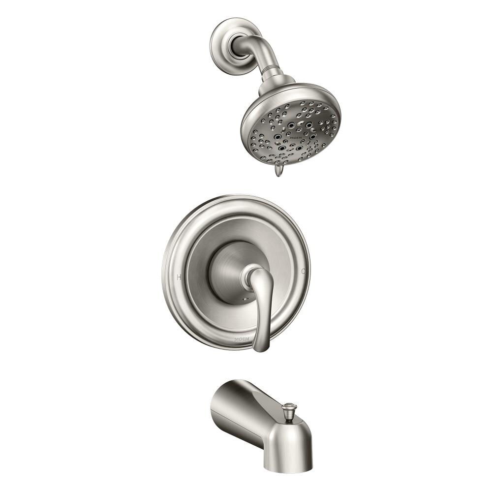 Moen Hensley 1-Handle 1-Spray Tub Shower Faucet in Spot Resist Brushed Nickel 