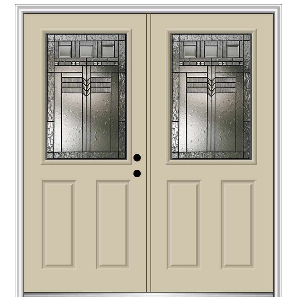 Full/Half Lite Fiberglass Patio Prehung Double Door Unit with Pet