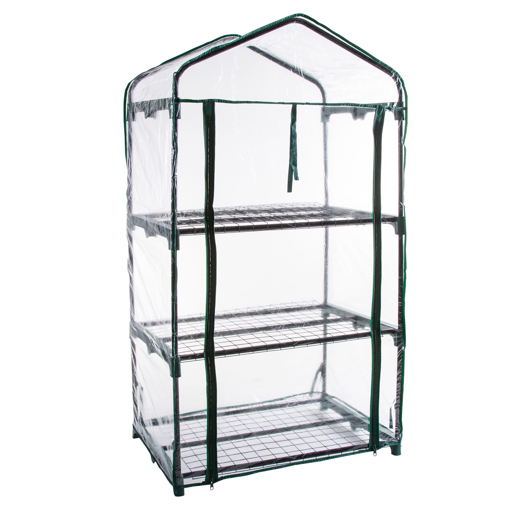 Mini 3-Tier Greenhouse 1.58-ft L x 2.29-ft W x 4.16-ft H Clear Pop-up Greenhouse | - Nature Spring 682817CNN