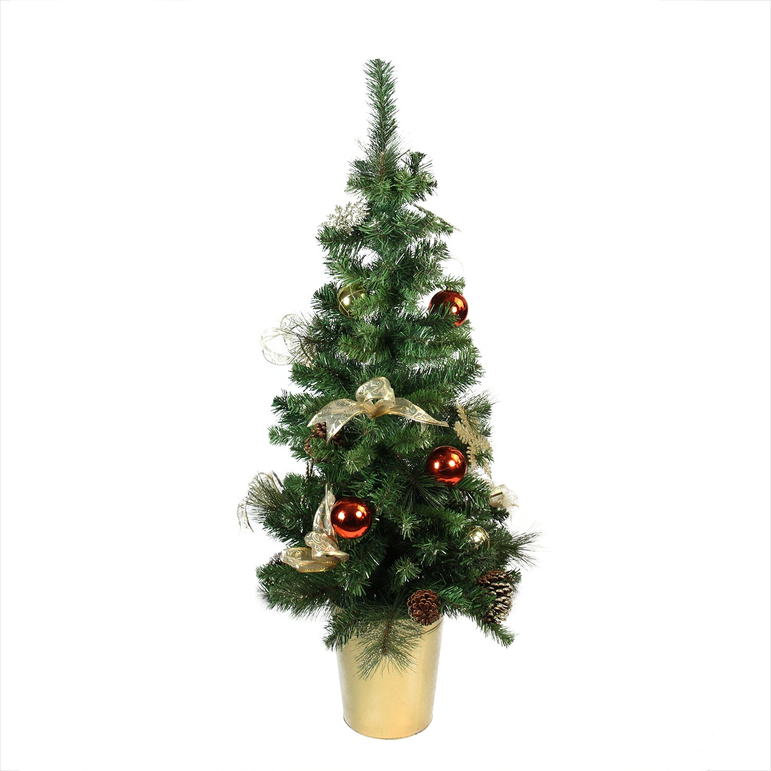 Northlight 4-ft Mixed Needle Artificial Tree Gold Artificial Christmas ...