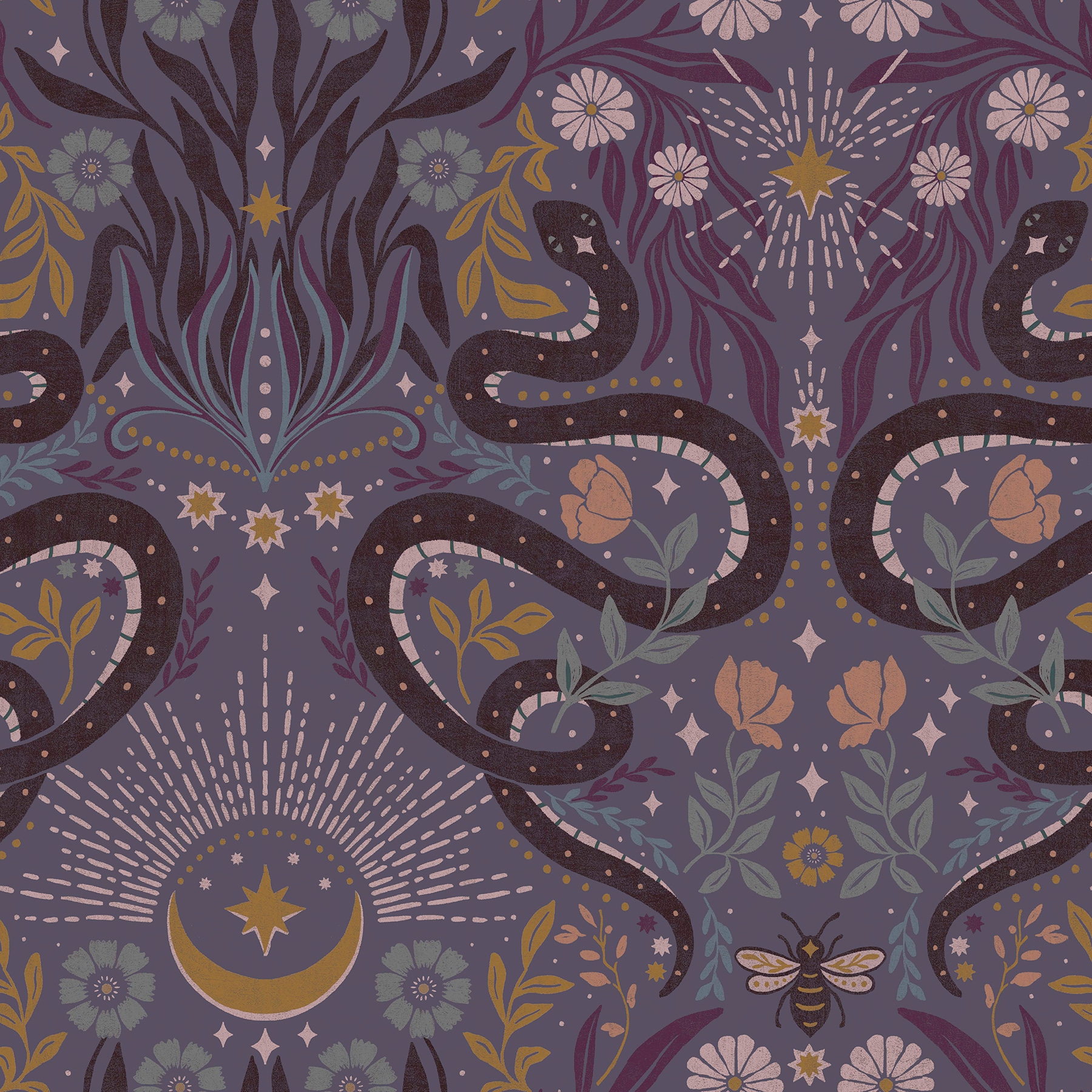 RoomMates 30.8-sq ft Plum Vinyl Damask Self-adhesive Peel and Stick Wallpaper
