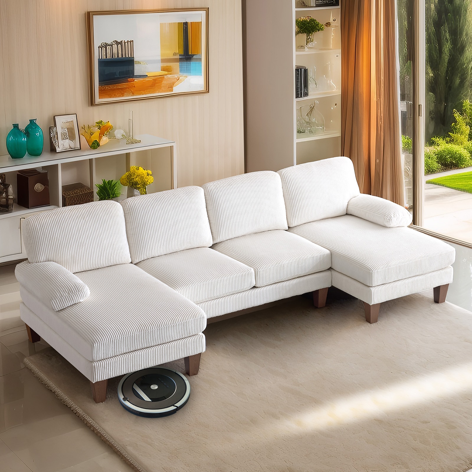 Outopee LO1G98000435+36 111.4-Inches Modern Beige Sectional