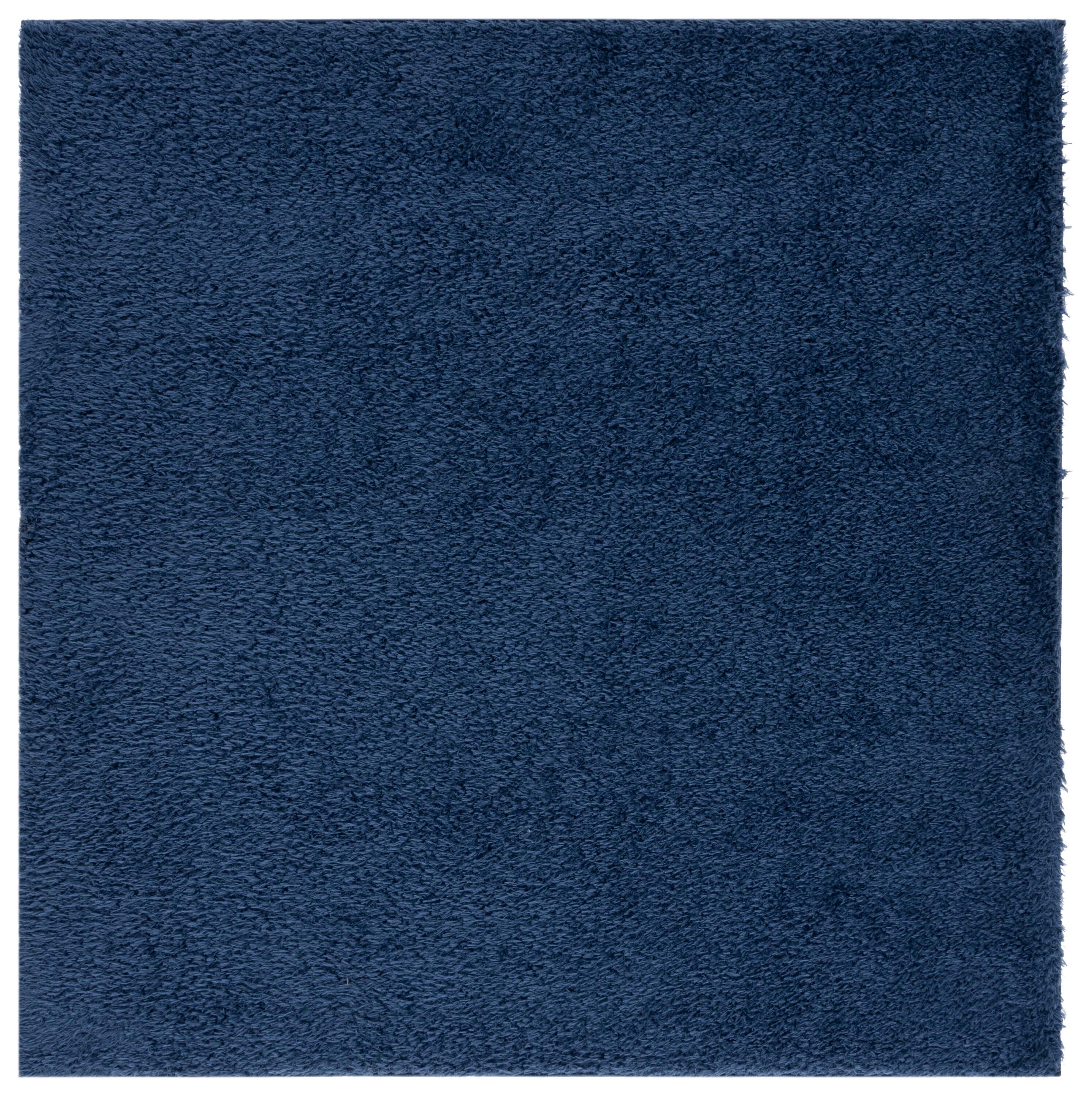 Navy Square Synthetic Shag Area Rug, 7' x 7'